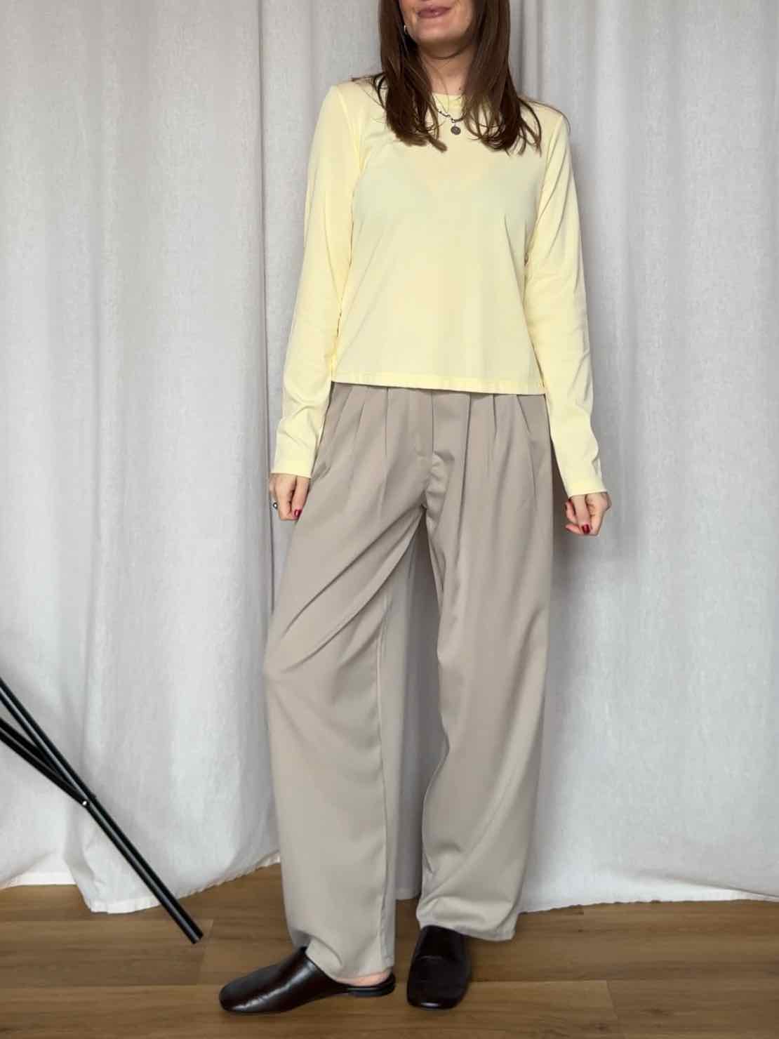 Basic Langarm Shirt - Buttergelb