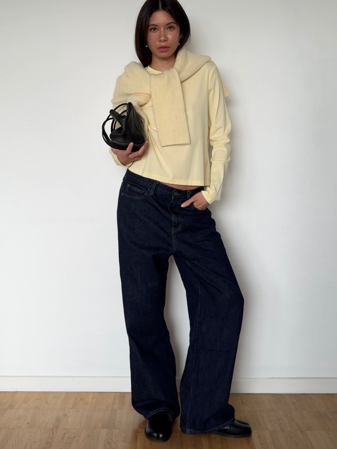 Basic Langarm Shirt - Buttergelb