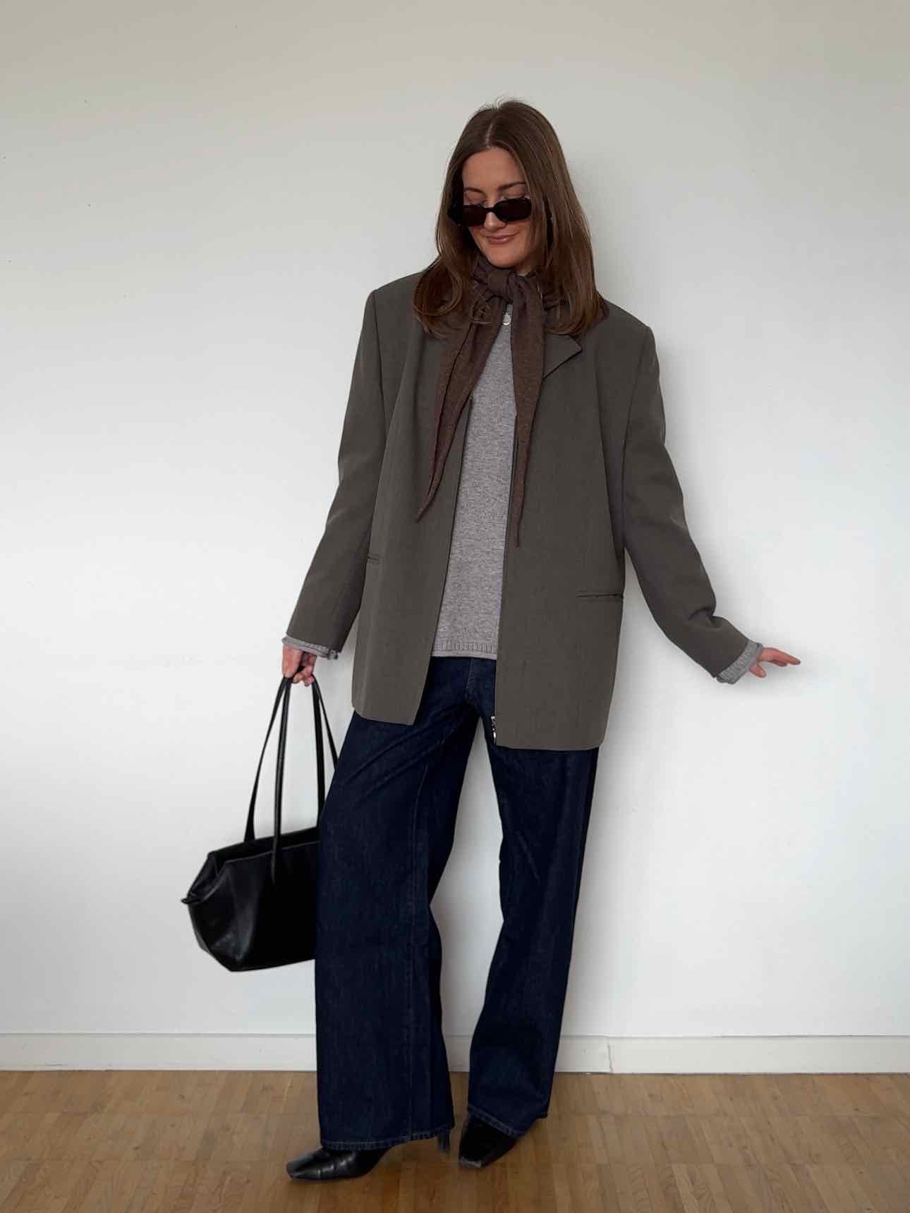 Blazer mit Reißverschluss - Oliv-grau
