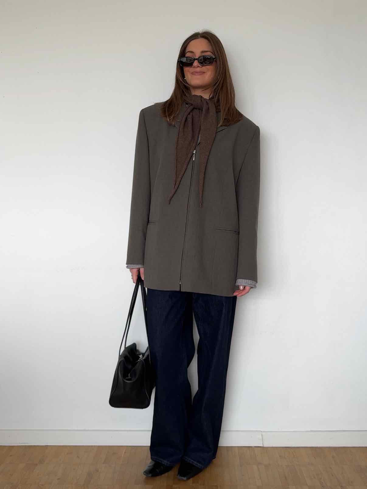 Blazer mit Reißverschluss - Oliv-grau