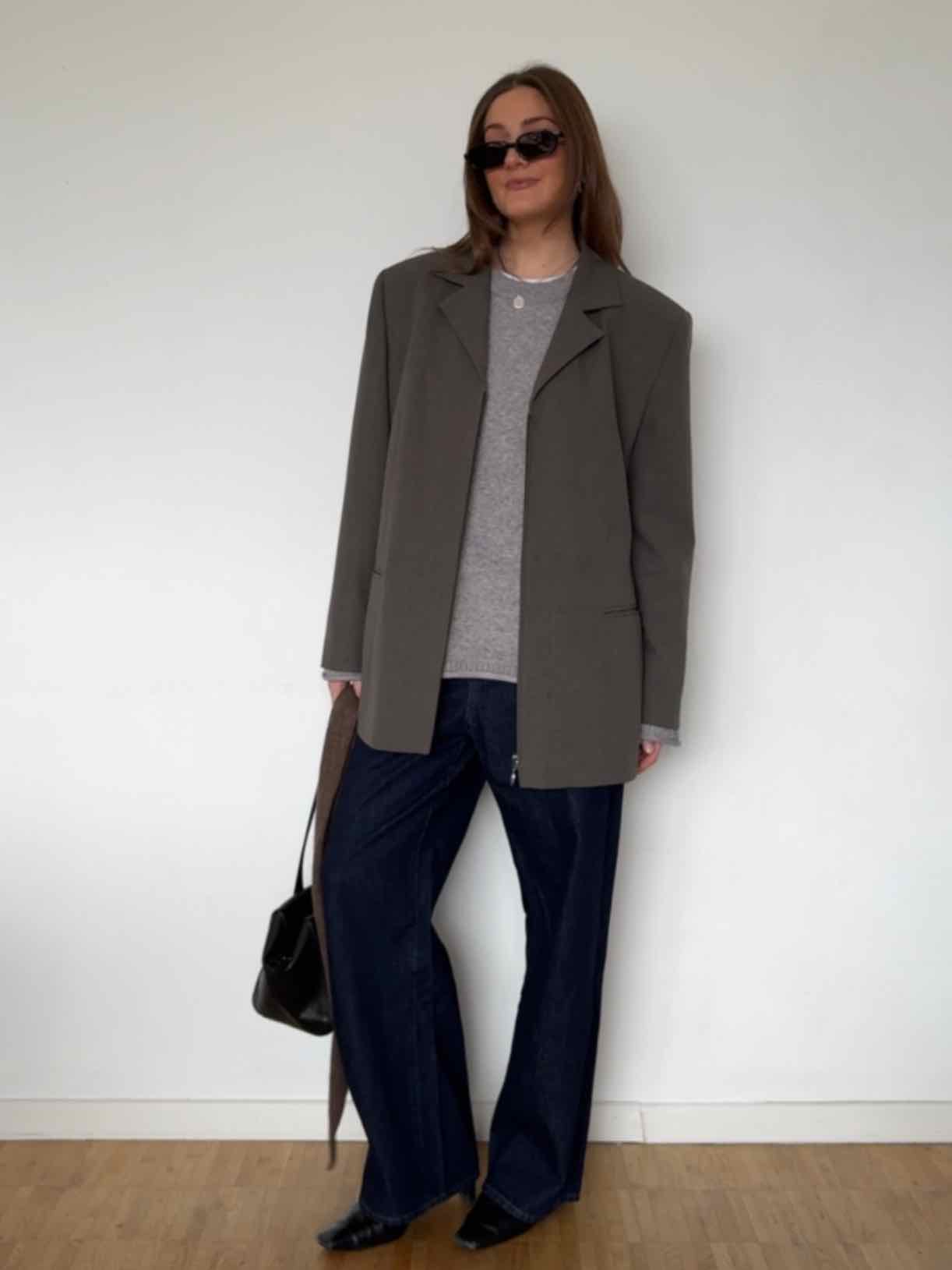 Blazer mit Reißverschluss - Oliv-grau