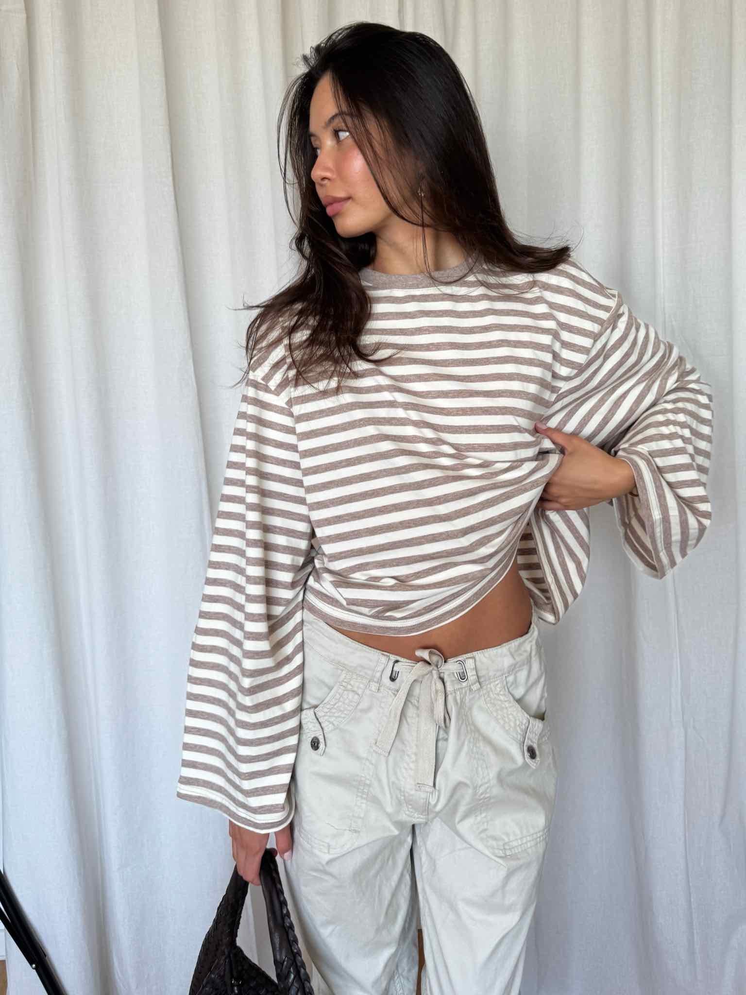 Boxy Longsleeve Stripes - Beige/Creme