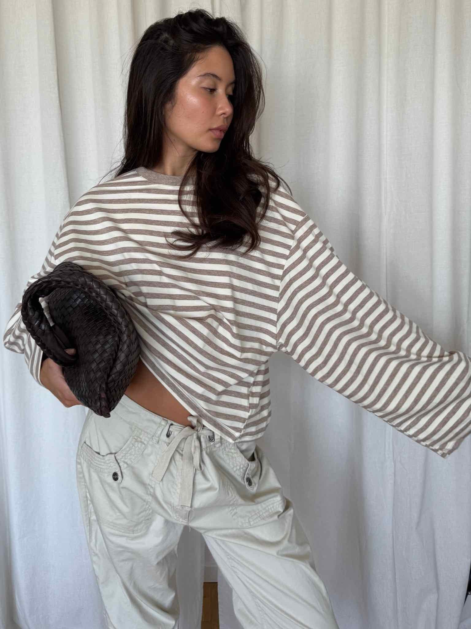Boxy Longsleeve Stripes - Beige/Creme