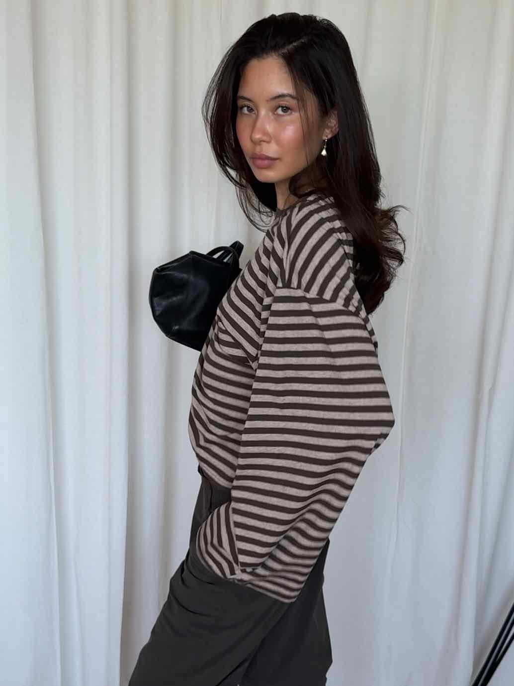Boxy Longsleeve Stripes - Oliv/Khaki