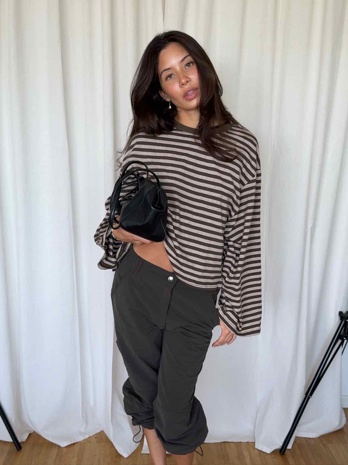 Boxy Longsleeve Stripes - Oliv/Khaki