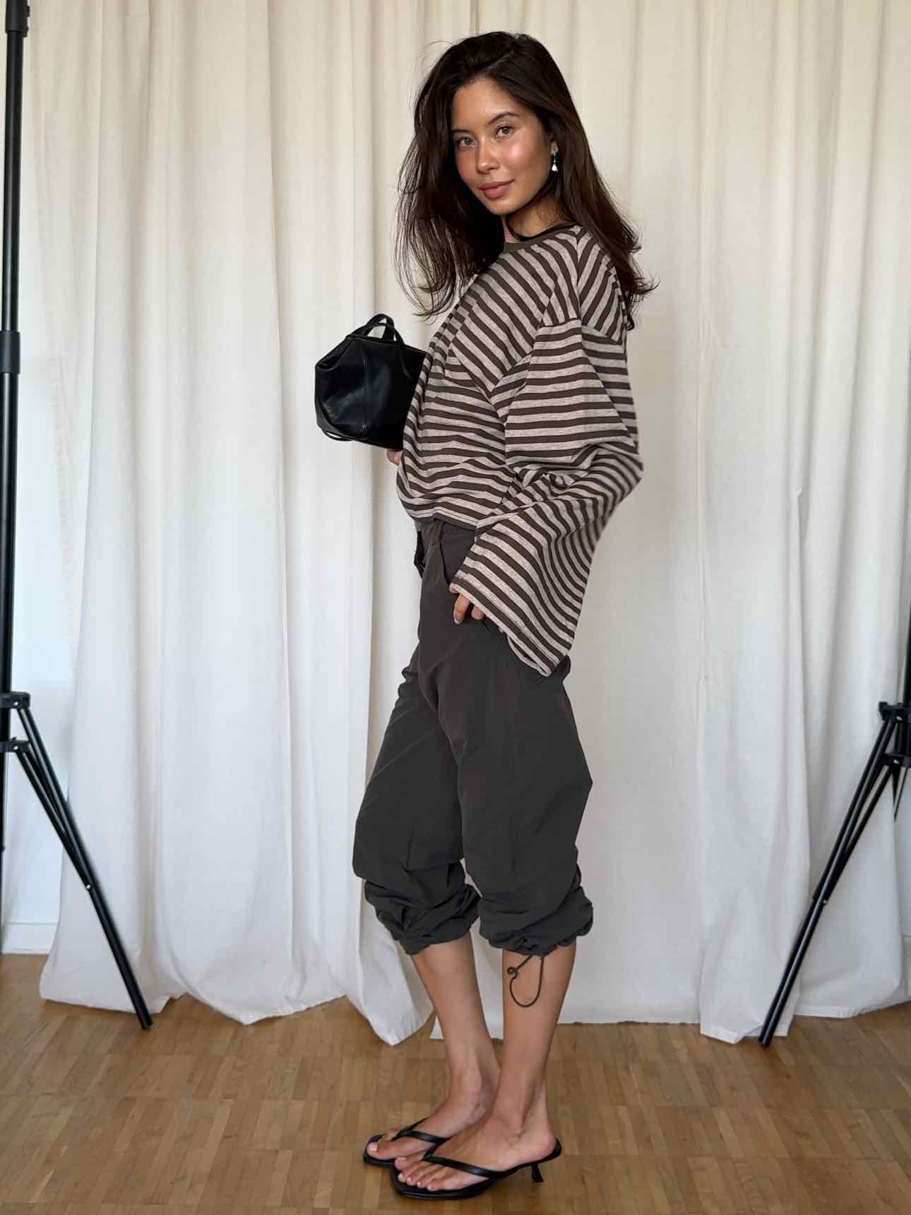 Boxy Longsleeve Stripes - Oliv/Khaki