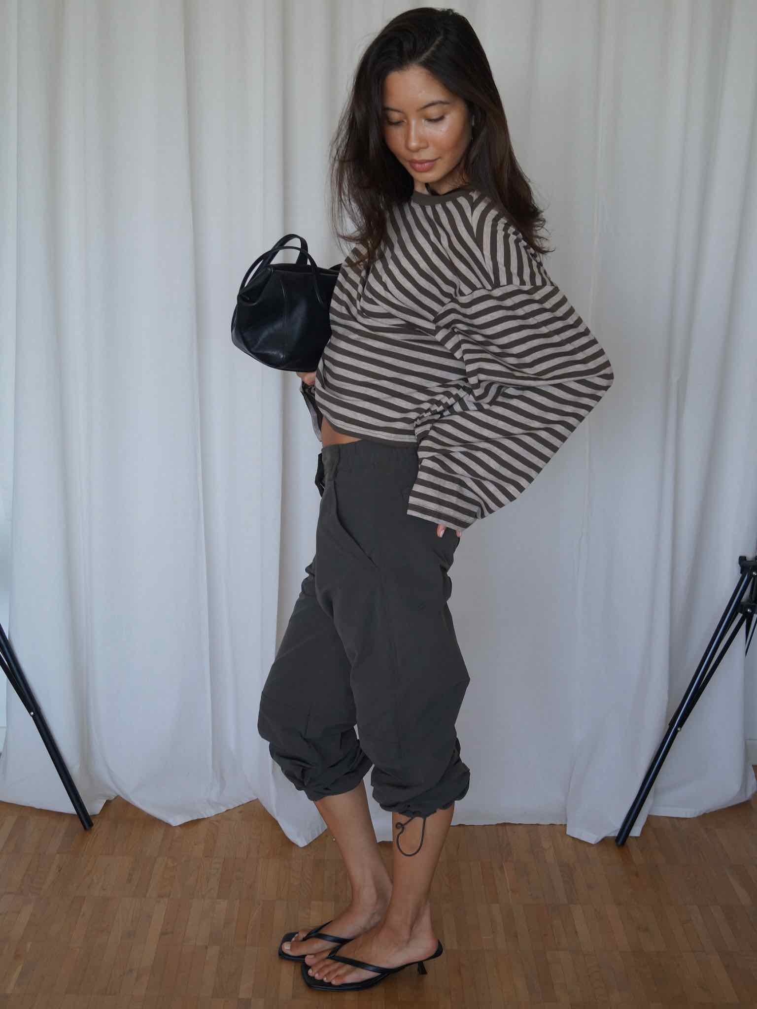 Boxy Longsleeve Stripes - Oliv/Khaki