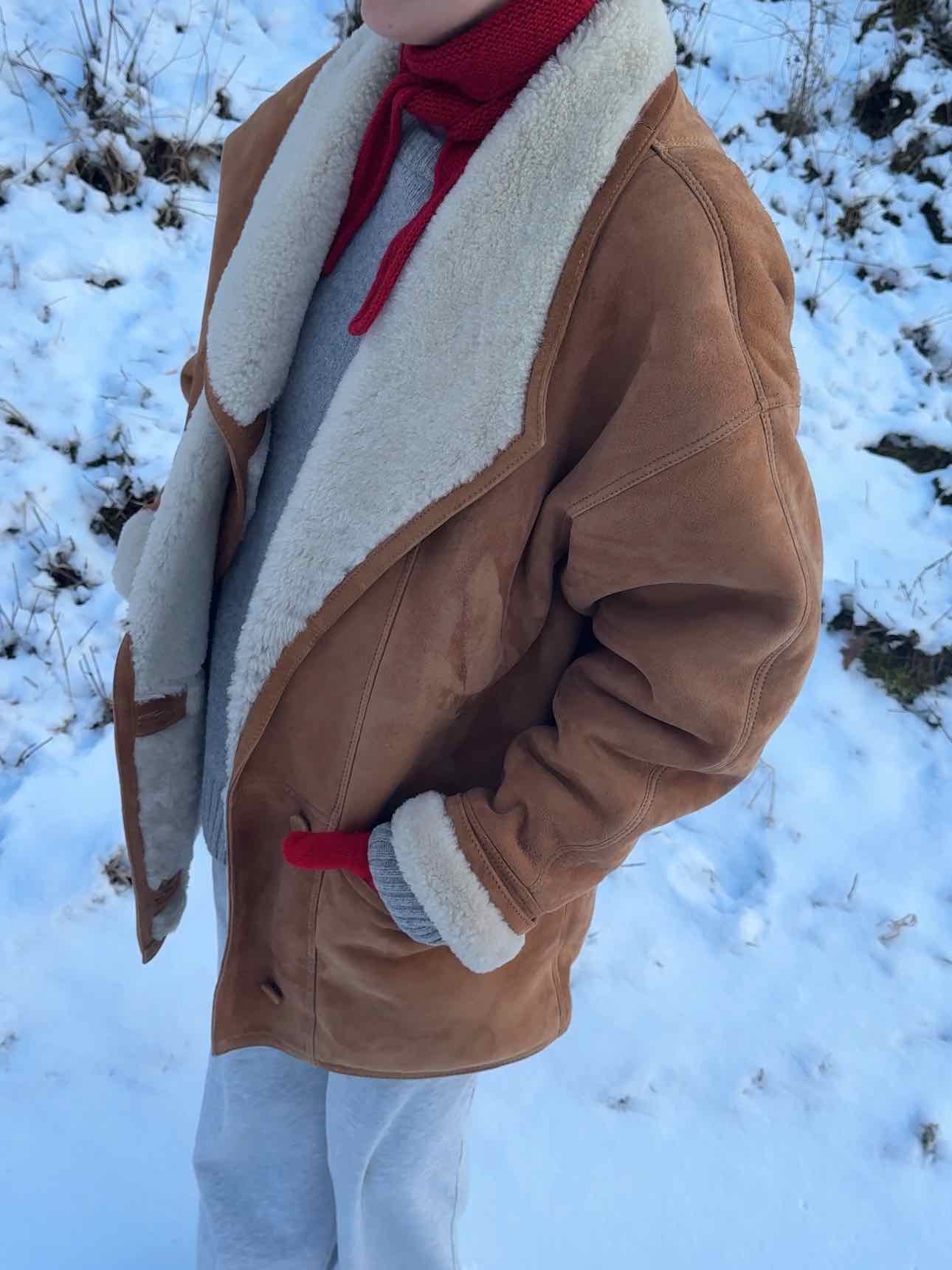 Echte Lammfelljacke - Cognac