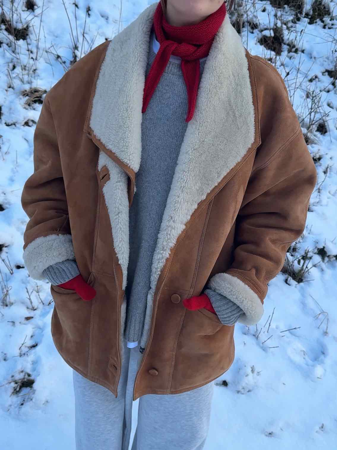 Echte Lammfelljacke - Cognac