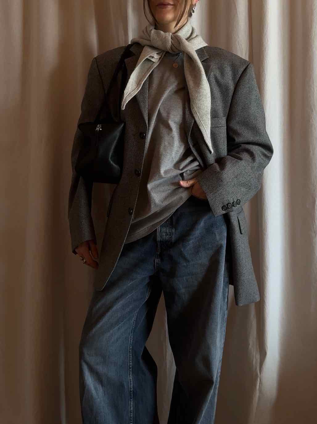 Herren Sakko mit Fischgrätmuster - Grau
