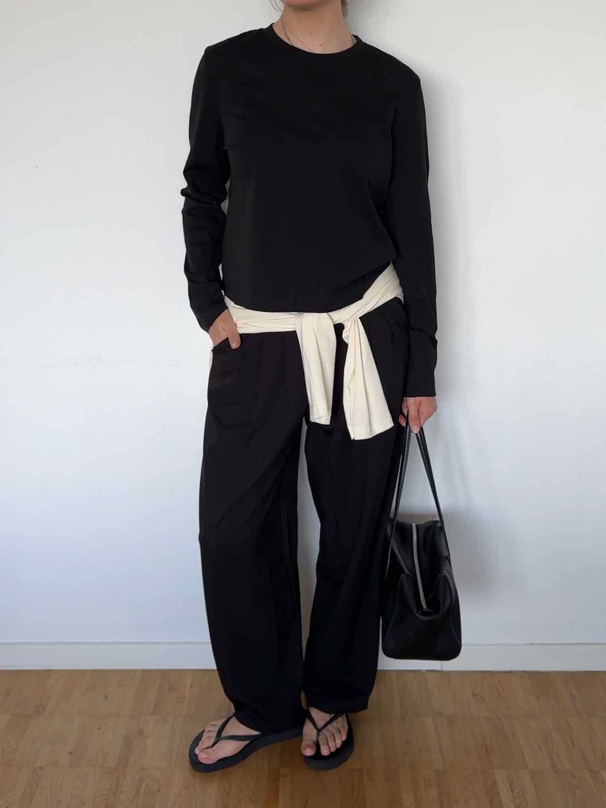 Basic Langarm Shirt - Schwarz