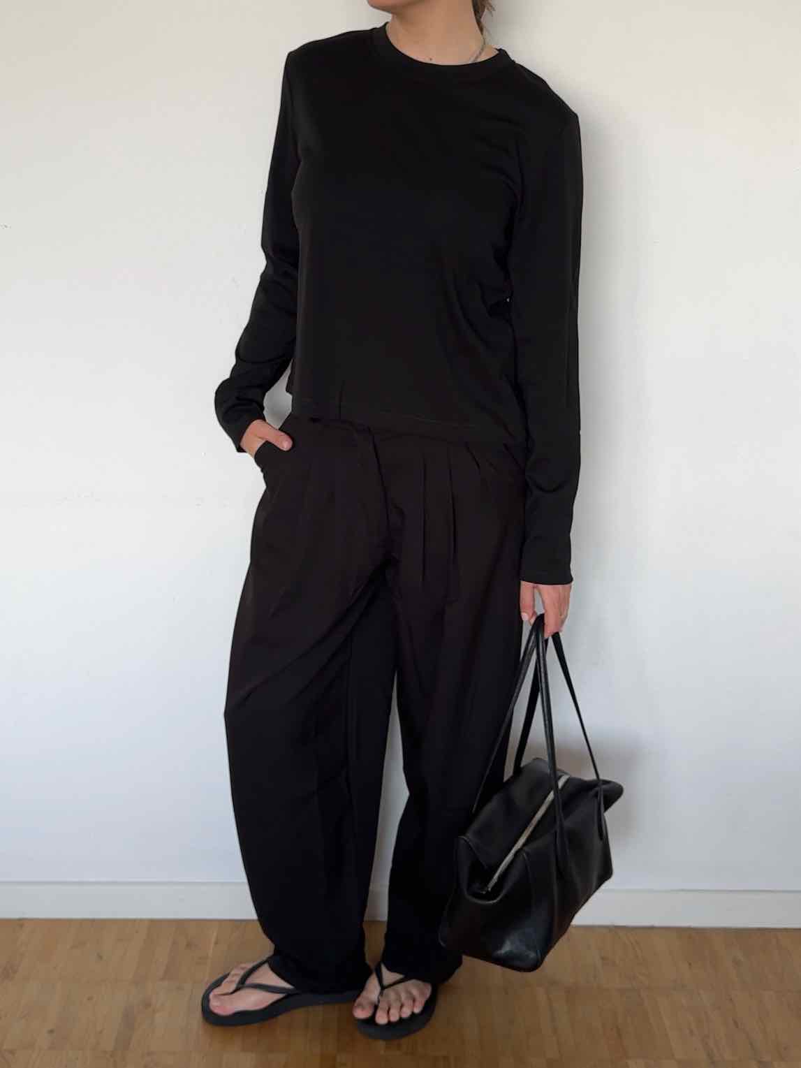 Basic Langarm Shirt - Schwarz