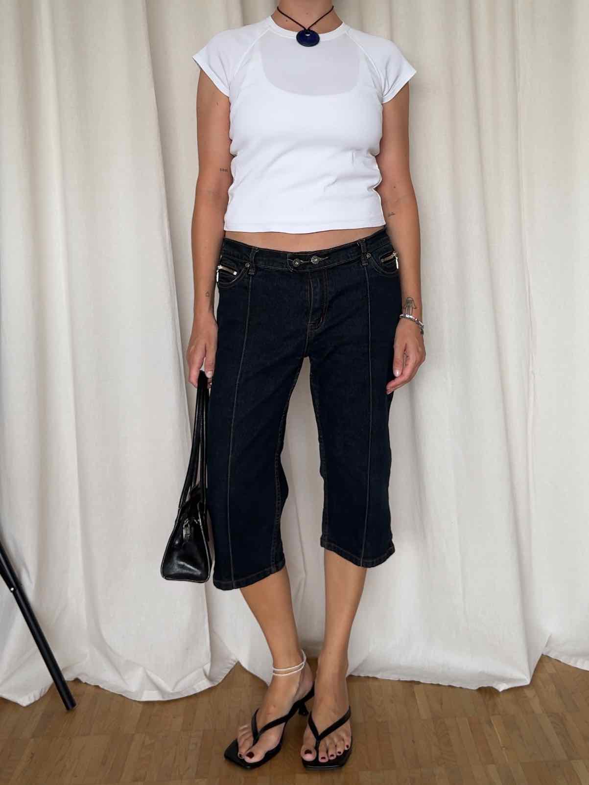 Jeans Capri Hose - Raw Denim