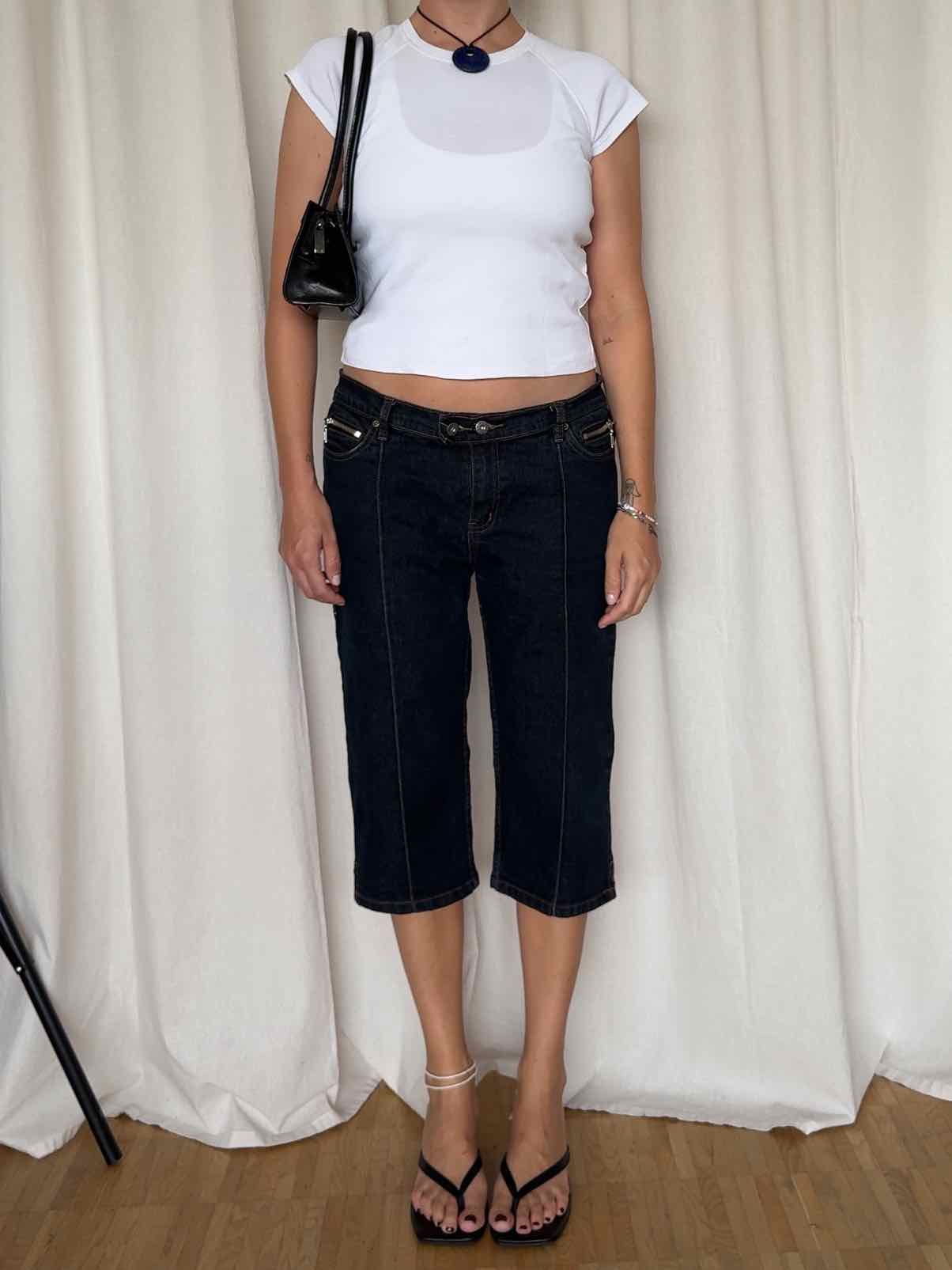 Jeans Capri Hose - Raw Denim