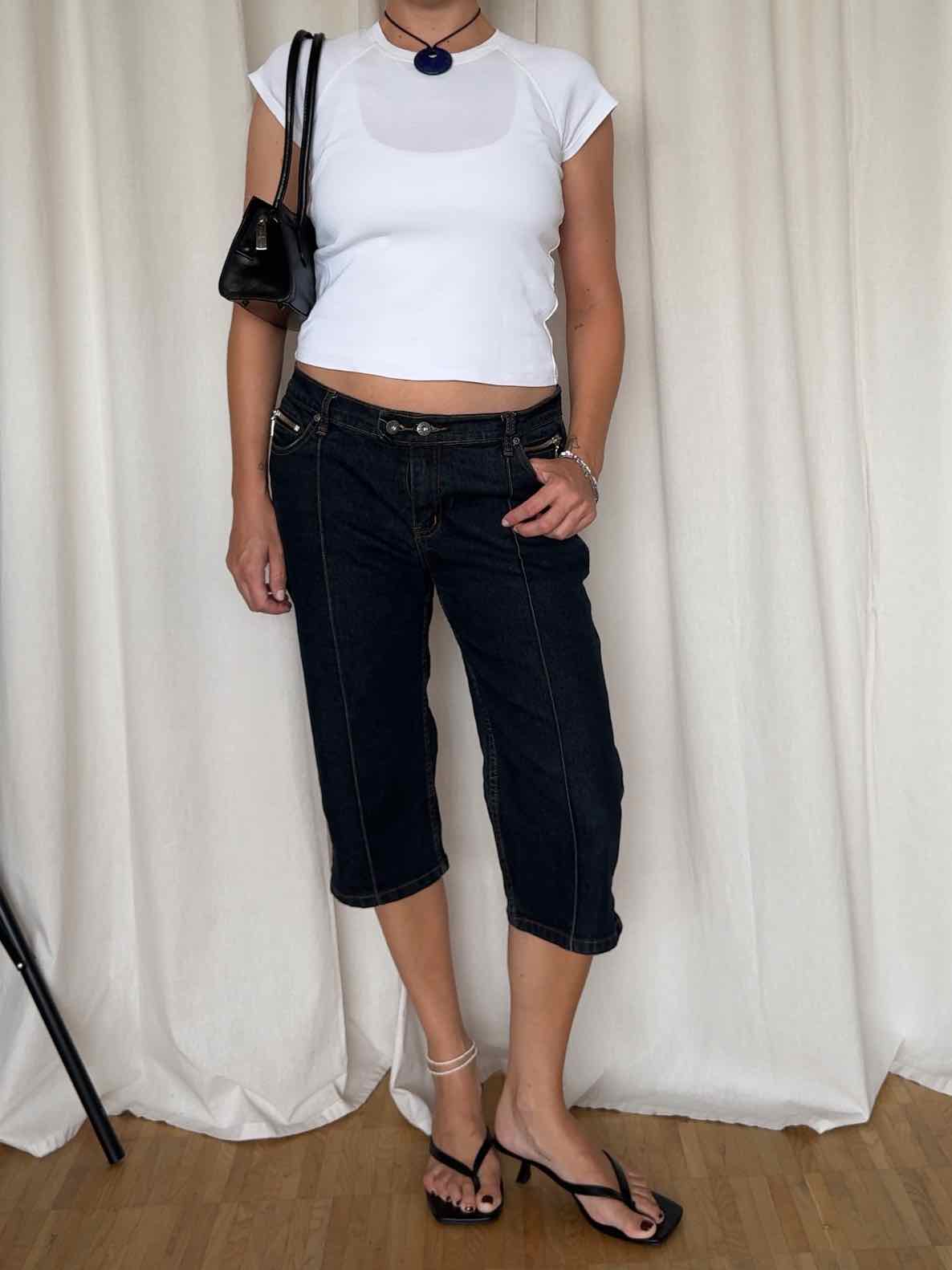 Jeans Capri Hose - Raw Denim