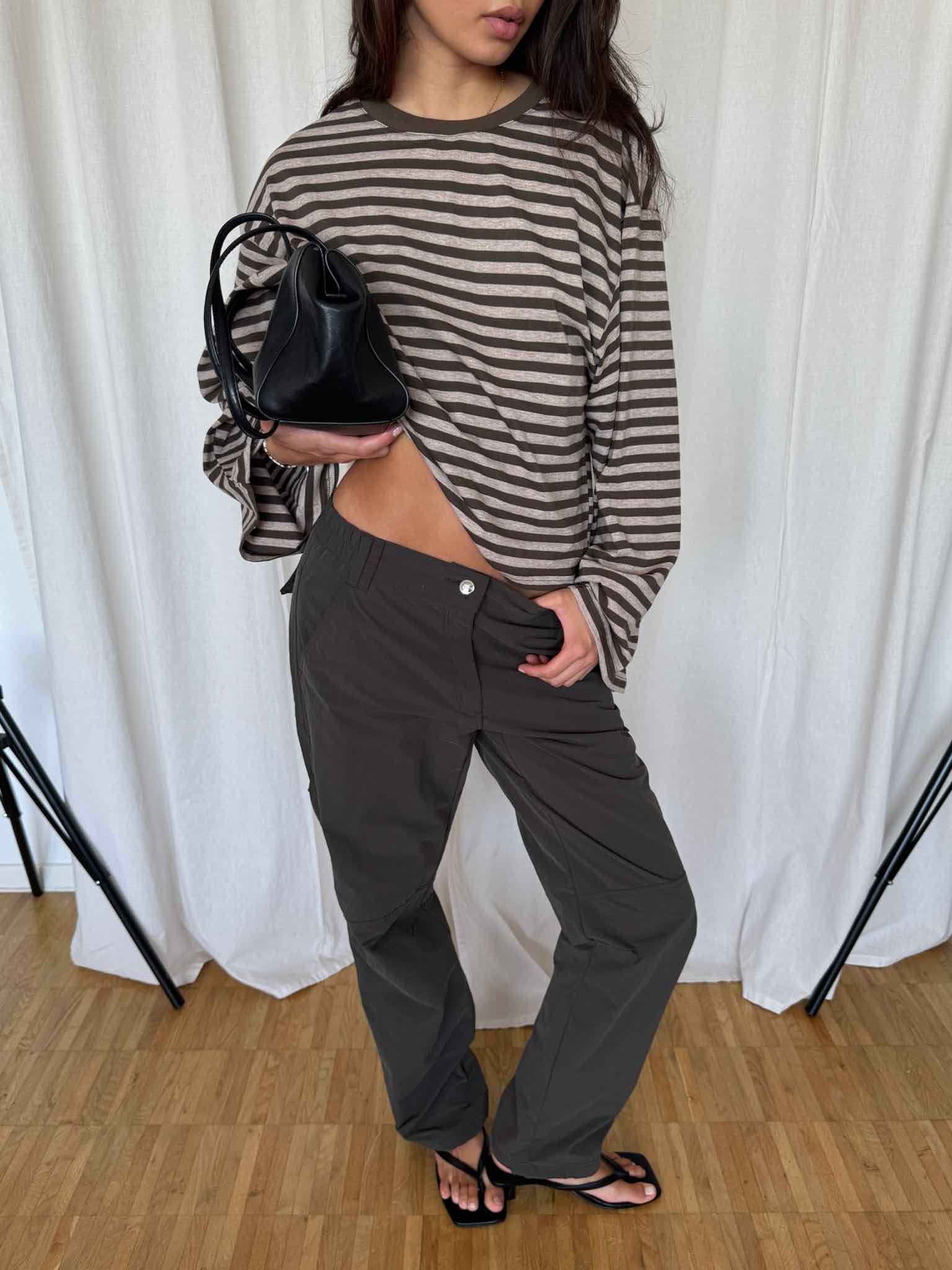 Boxy Longsleeve Stripes - Oliv/Khaki