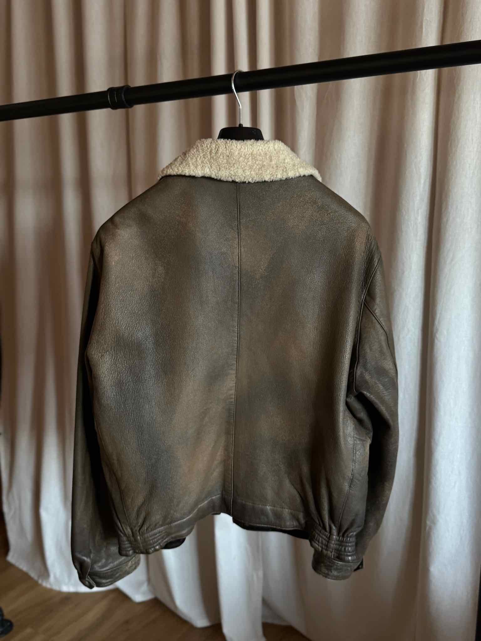 Lederjacke mit Fellkragen - Braun