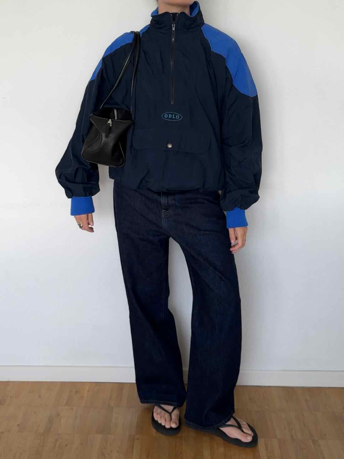 90´s Vintage Odlo Anorak mit Half Zip - Dunkelblau/Blau