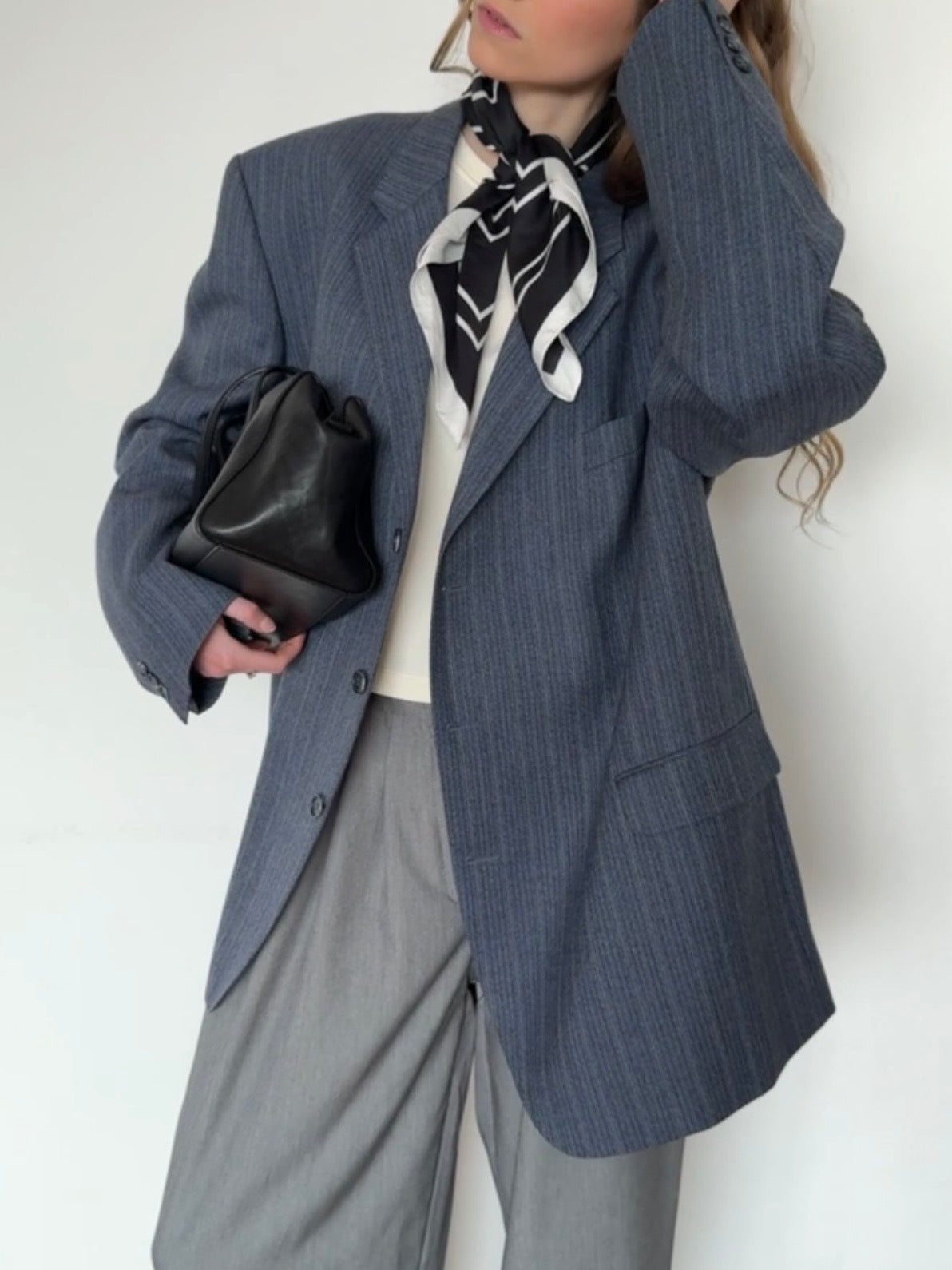 Oversized Herren Sakko - Blau gestreift