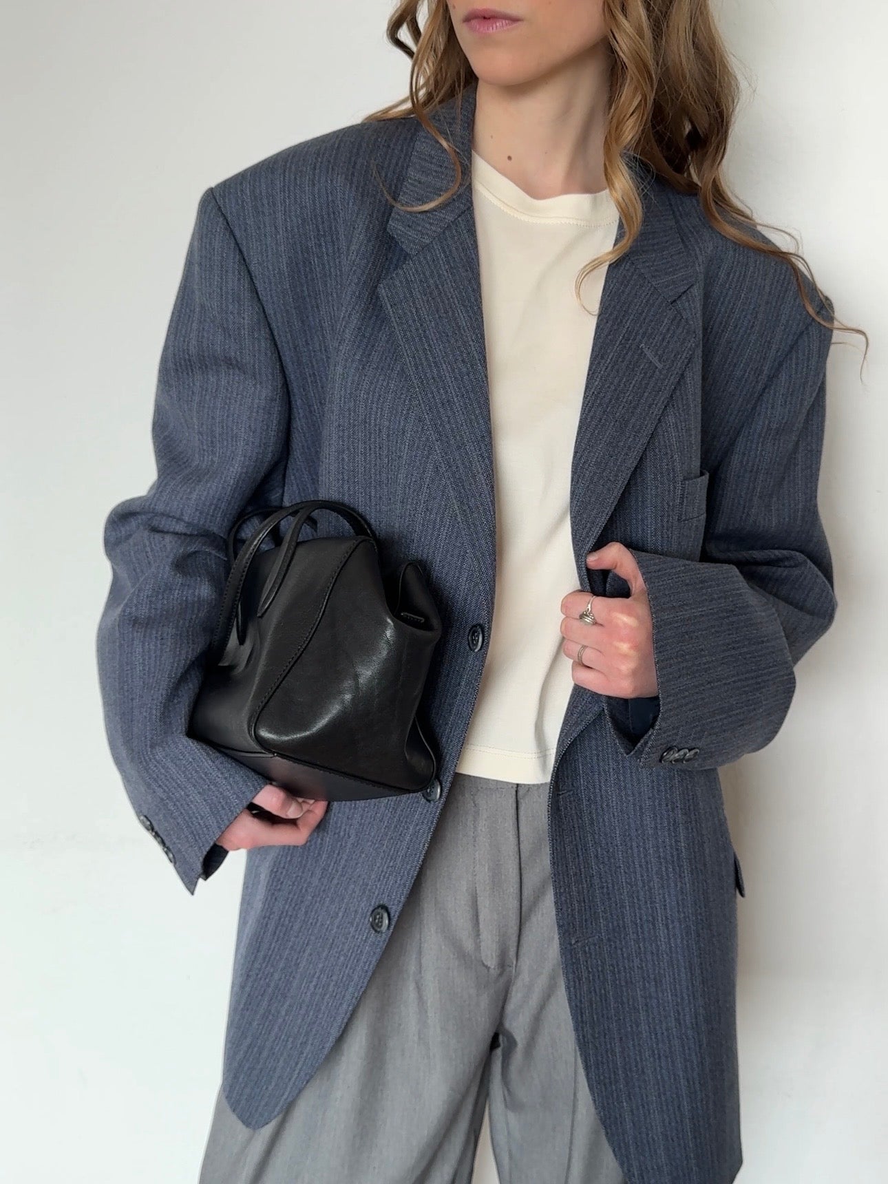 Oversized Herren Sakko - Blau gestreift