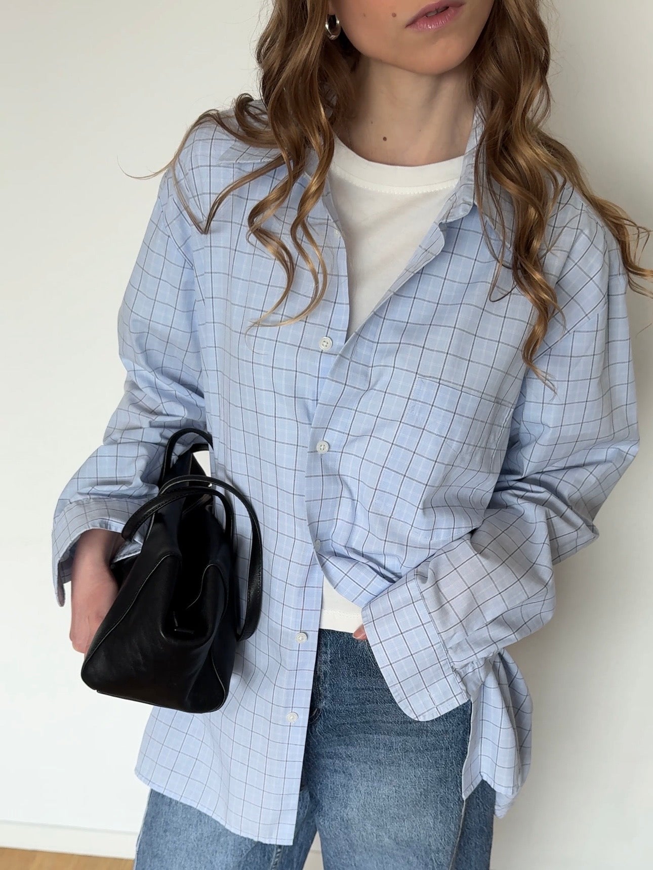 Oversized Karo Hemd - Hellblau