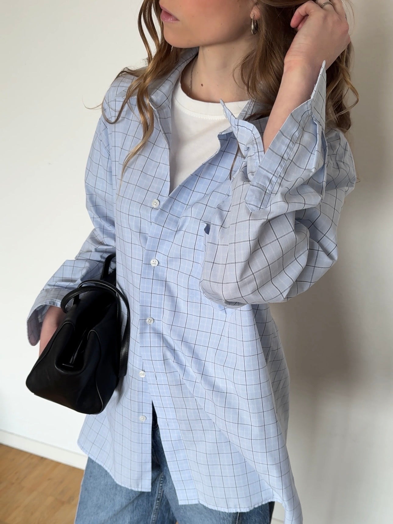 Oversized Karo Hemd - Hellblau