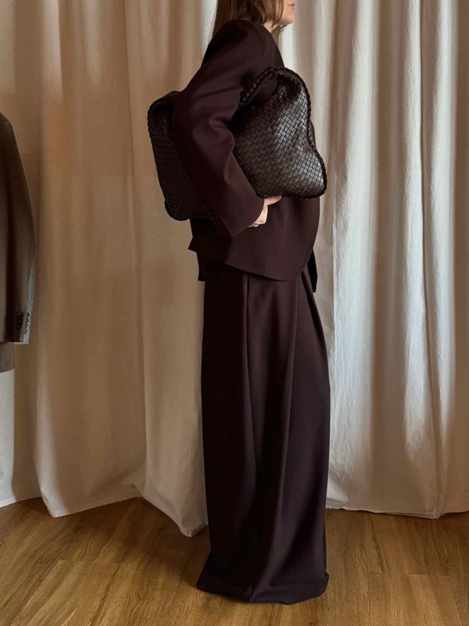 Oversized Anzughose mit Bundfalten - Braun