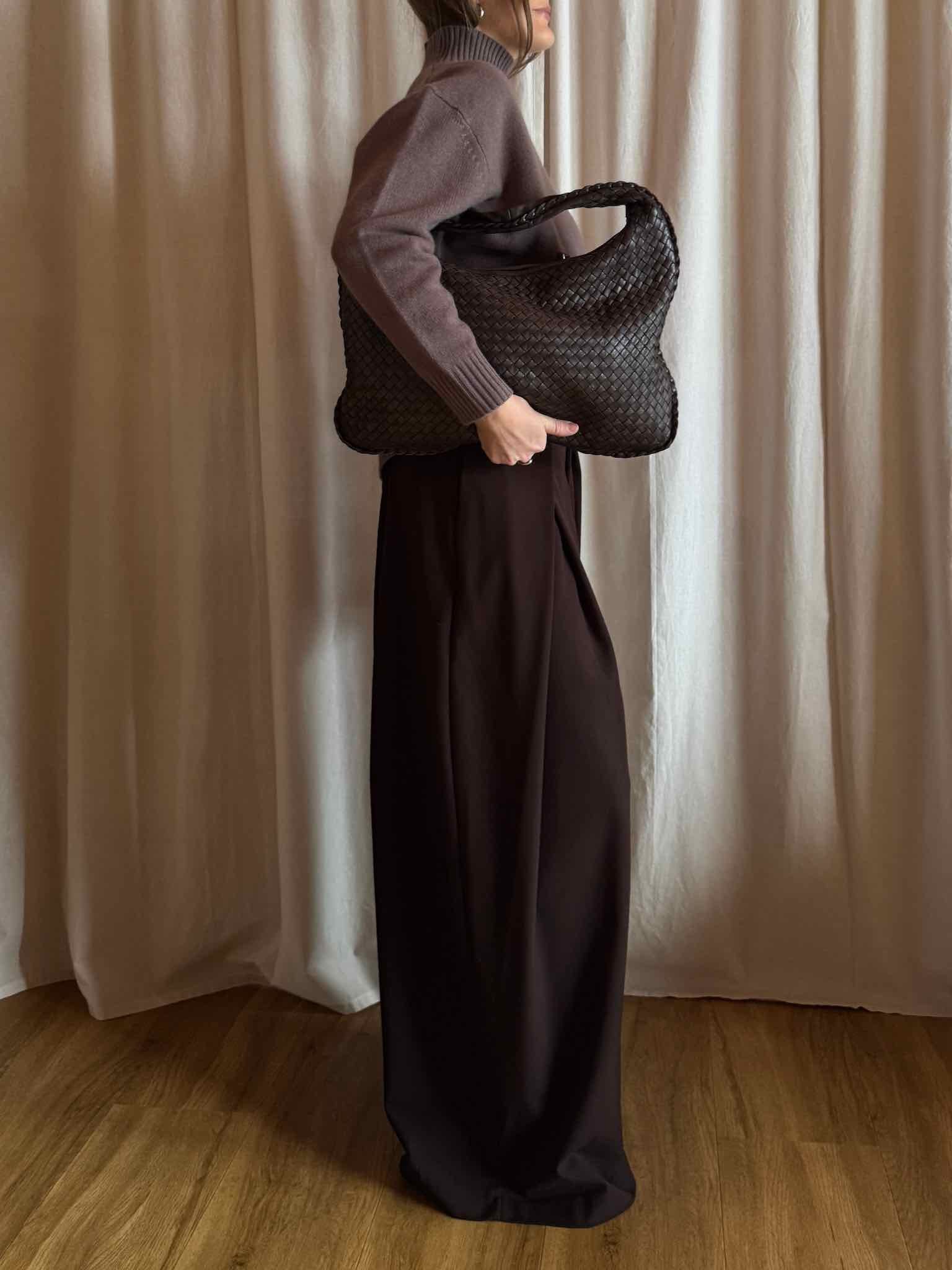 Oversized Anzughose mit Bundfalten - Braun