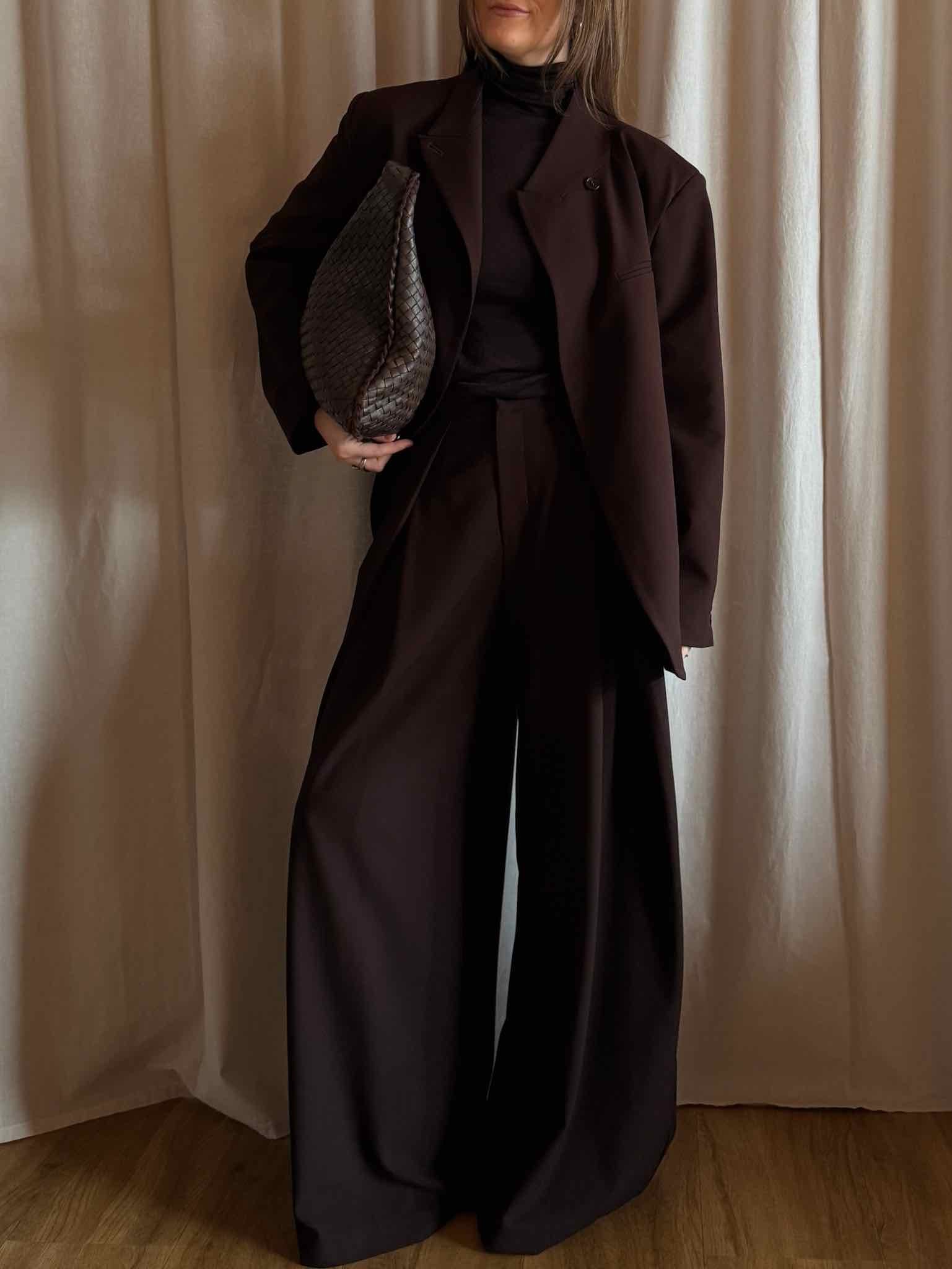 Oversized Anzughose mit Bundfalten - Braun