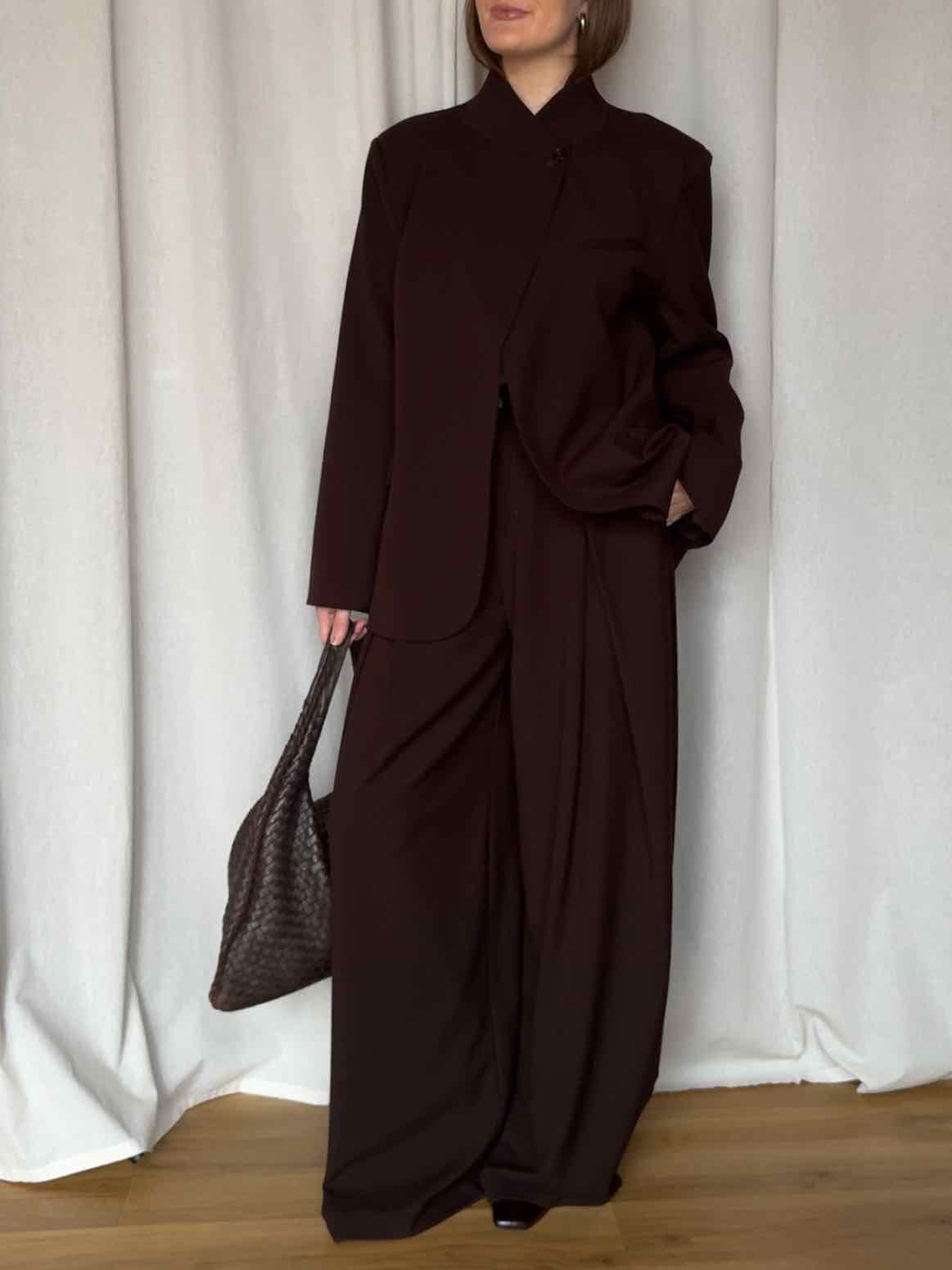 Oversized Anzughose mit Bundfalten - Braun
