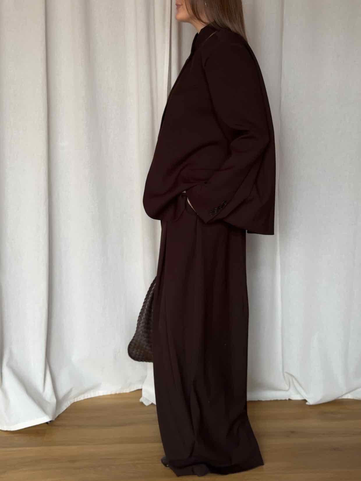 Oversized Anzughose mit Bundfalten - Braun