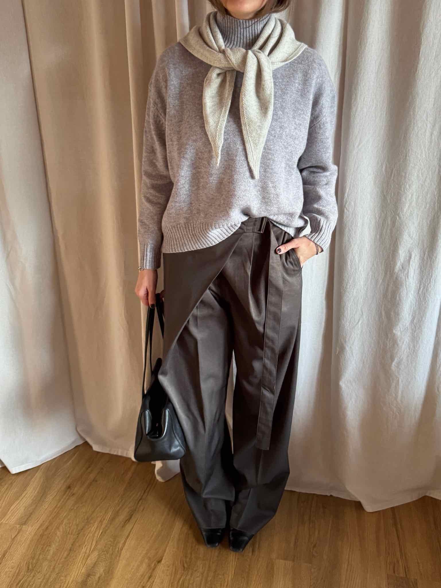 Stoffhose mit Wrap-Front - Olivgrau