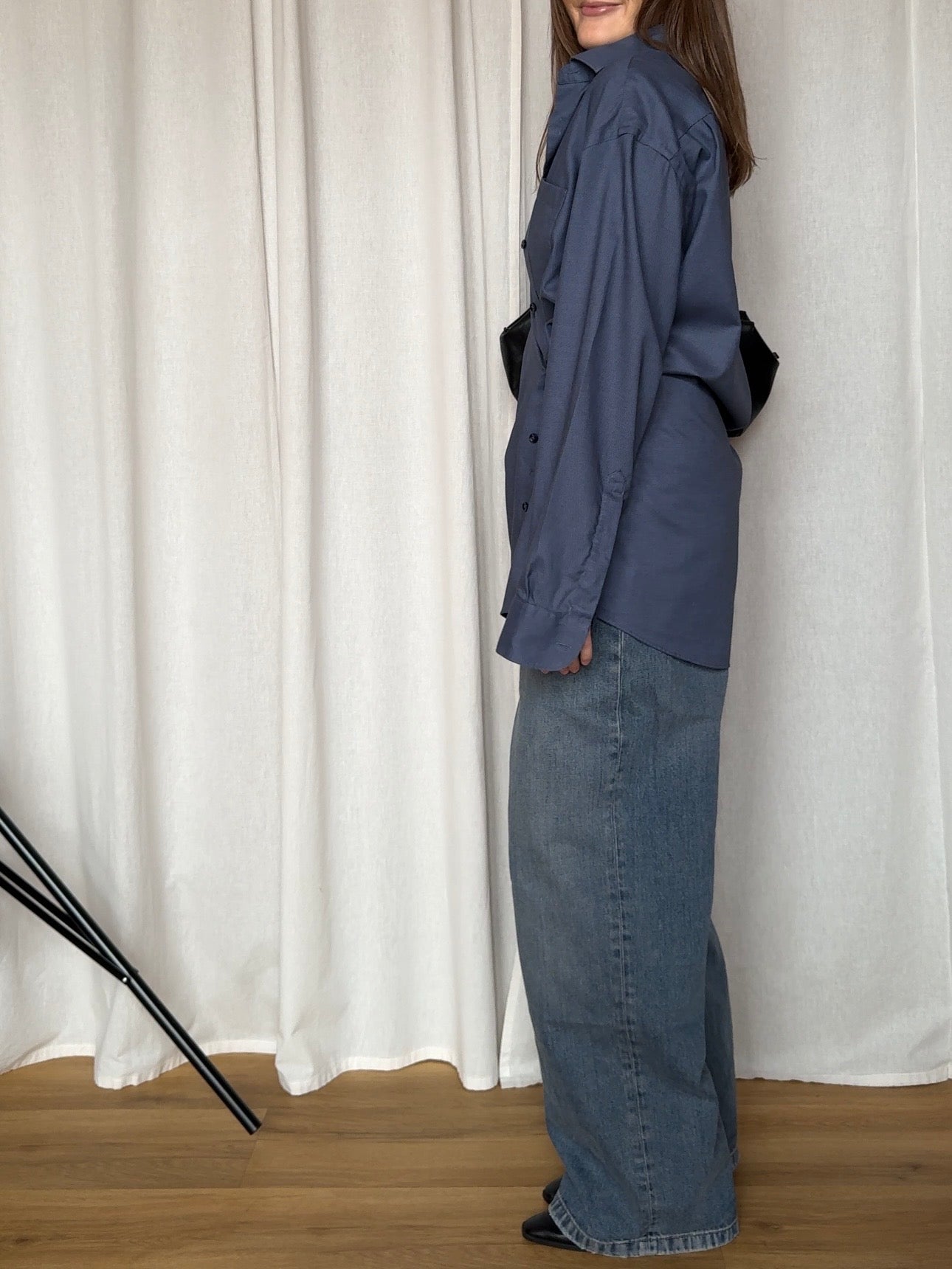 Upcycled Hemd 2-in-1 mit extra Knopfloch - Dunkelblau
