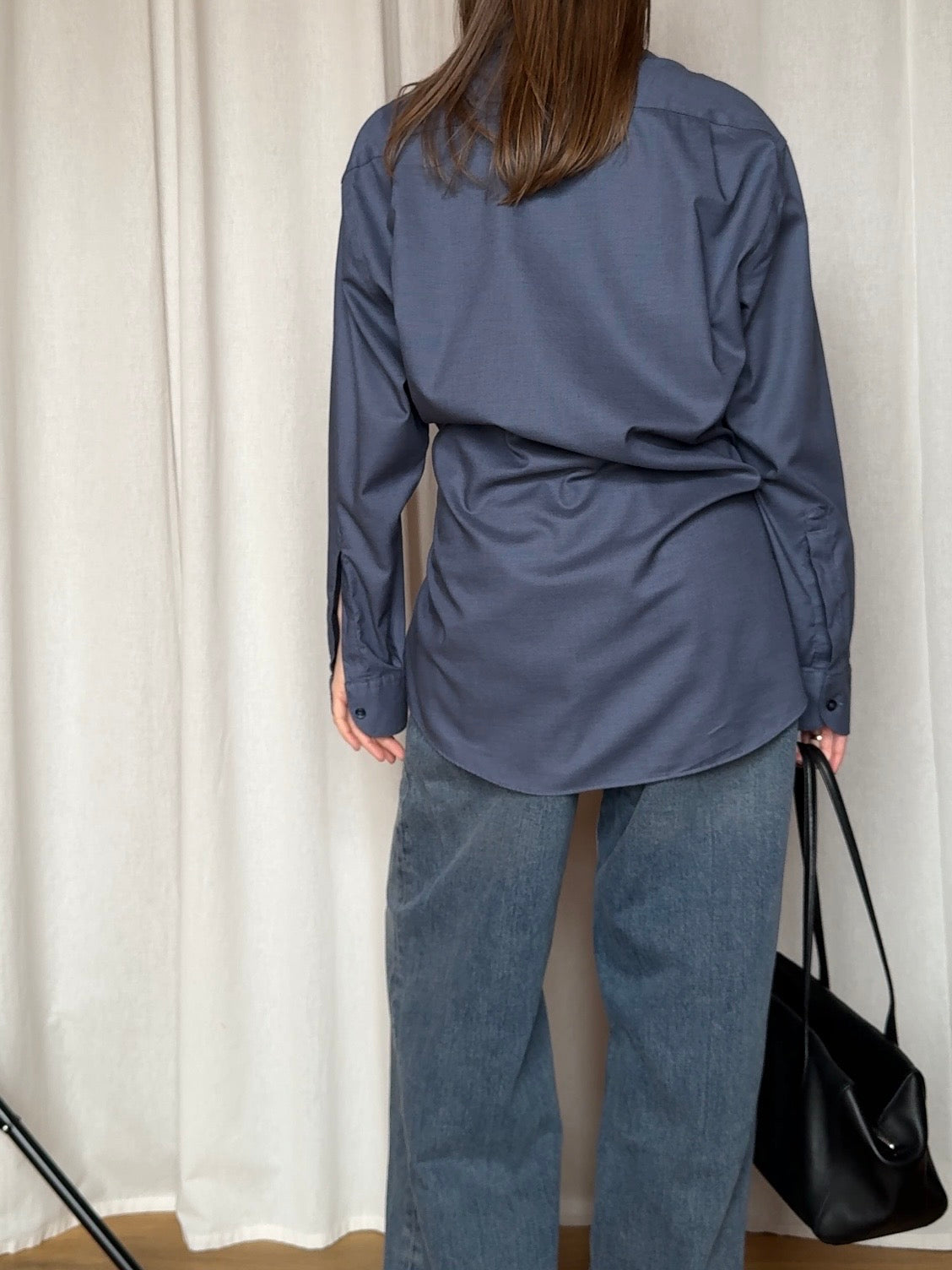 Upcycled Hemd 2-in-1 mit extra Knopfloch - Dunkelblau