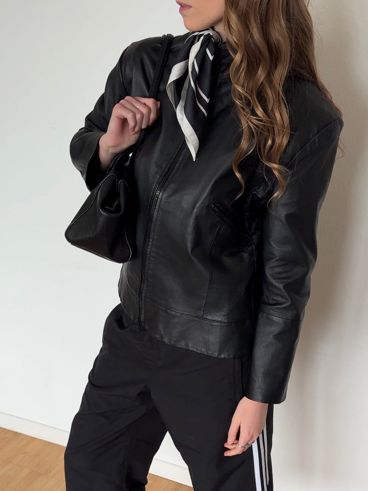 Vintage Boxy Lederjacke - Schwarz