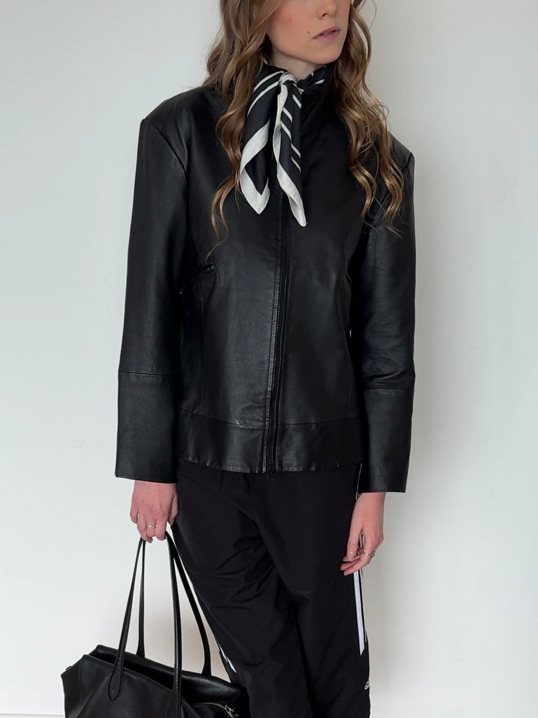 Vintage Boxy Lederjacke - Schwarz