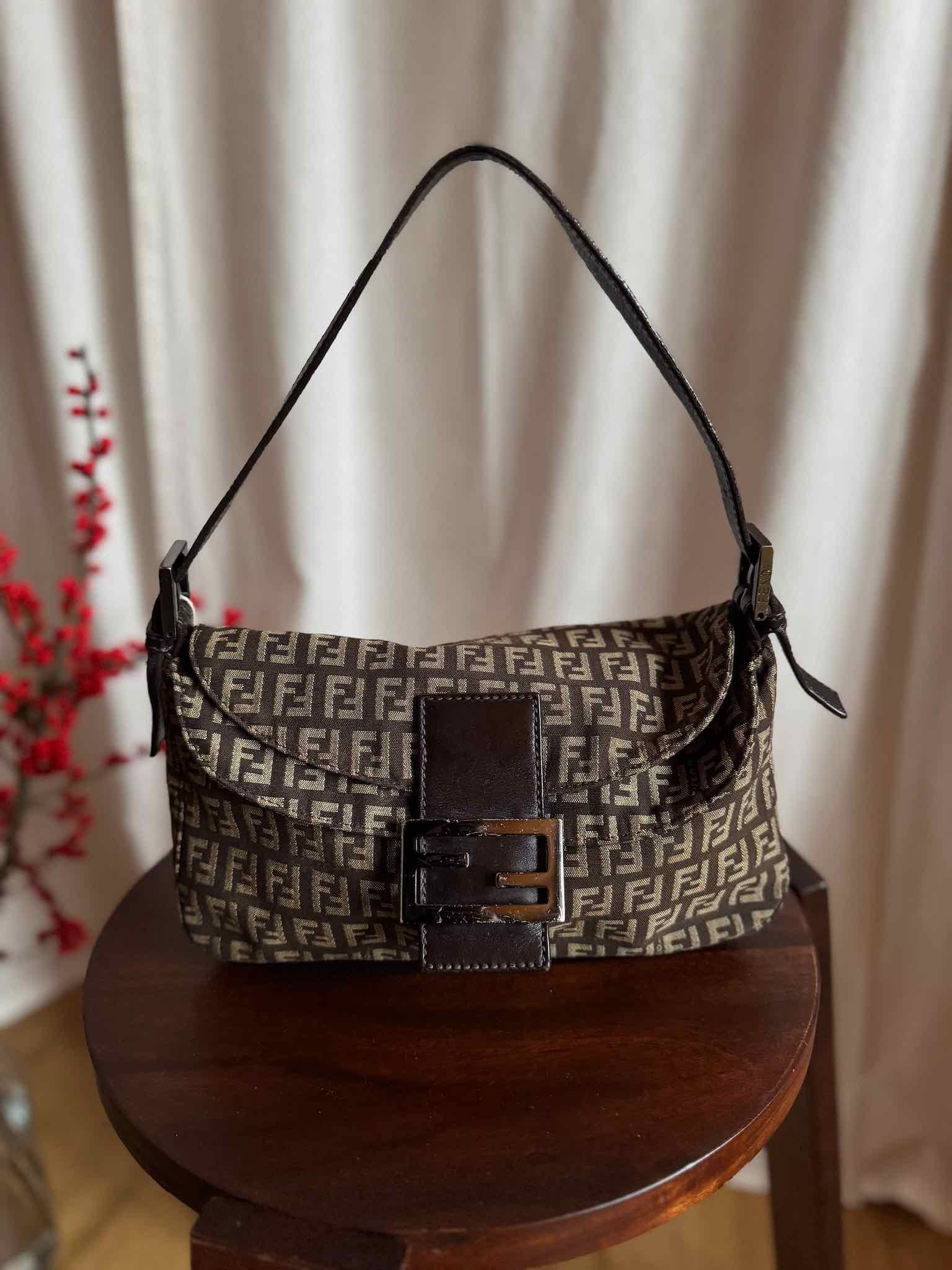 Vintage Fendi Double Flap Baguette - Zucchino Brown