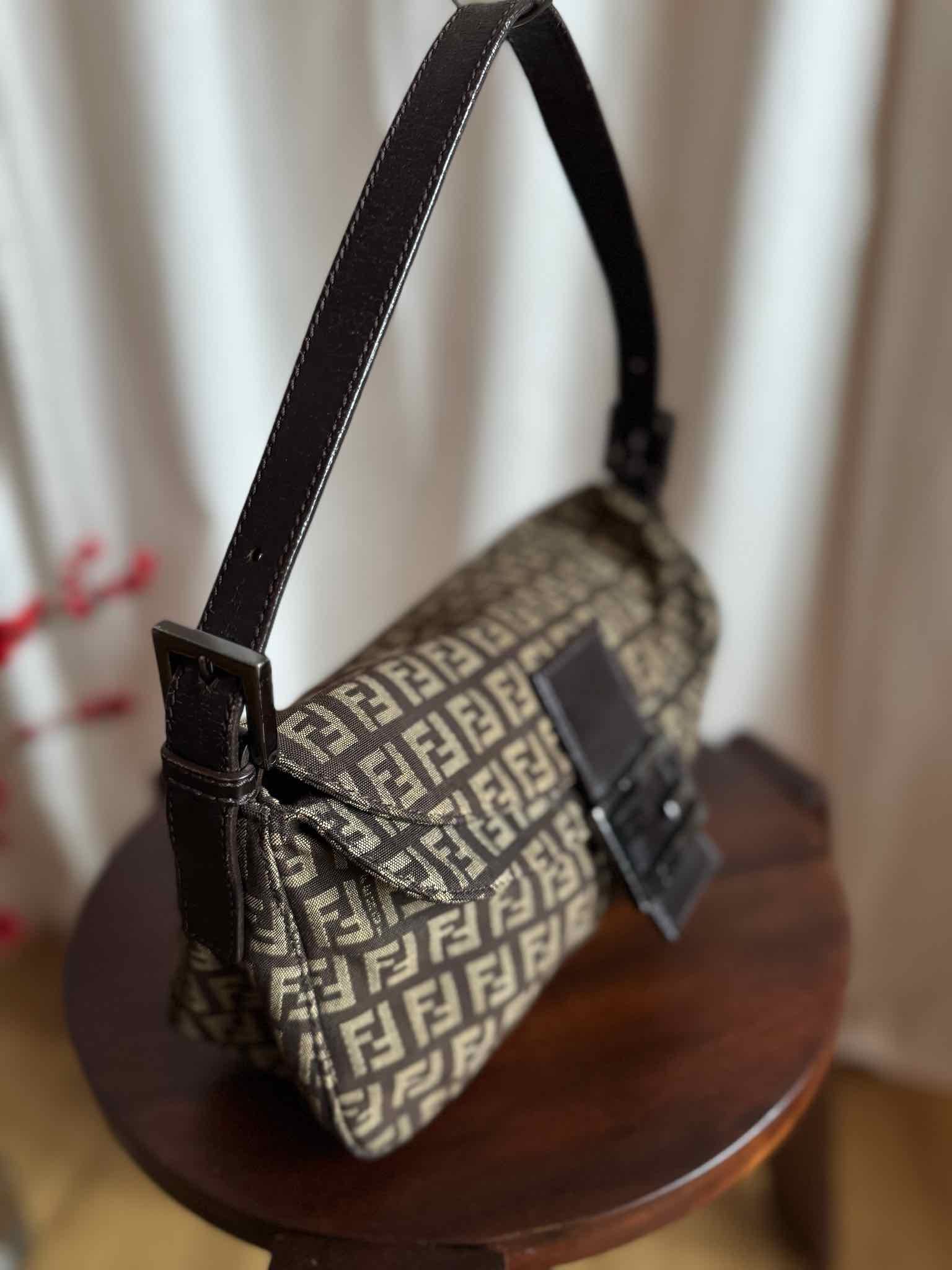 Vintage Fendi Double Flap Baguette - Zucchino Brown