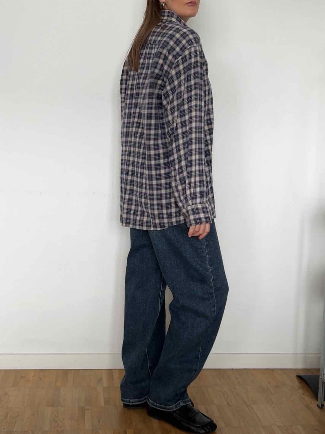 Vintage Flanell Karo Hemd - Dunkelblau/Beige