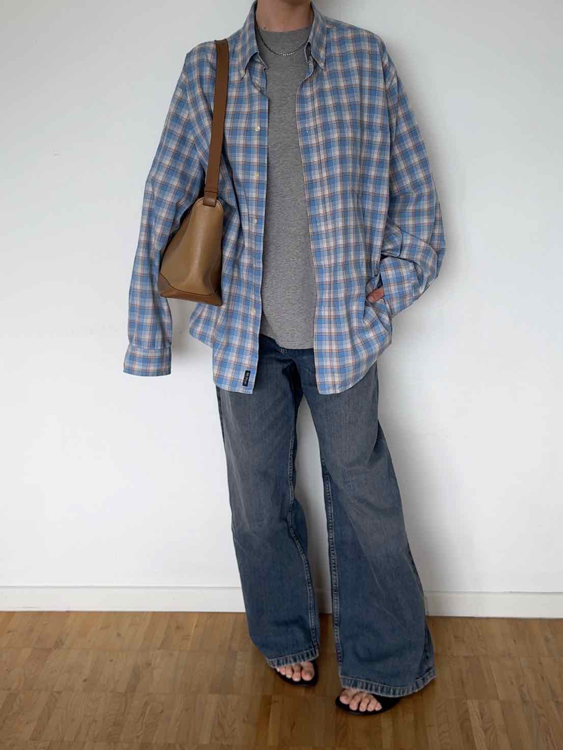 Vintage Hemd von McNeal - Hellblau / Camel kariert