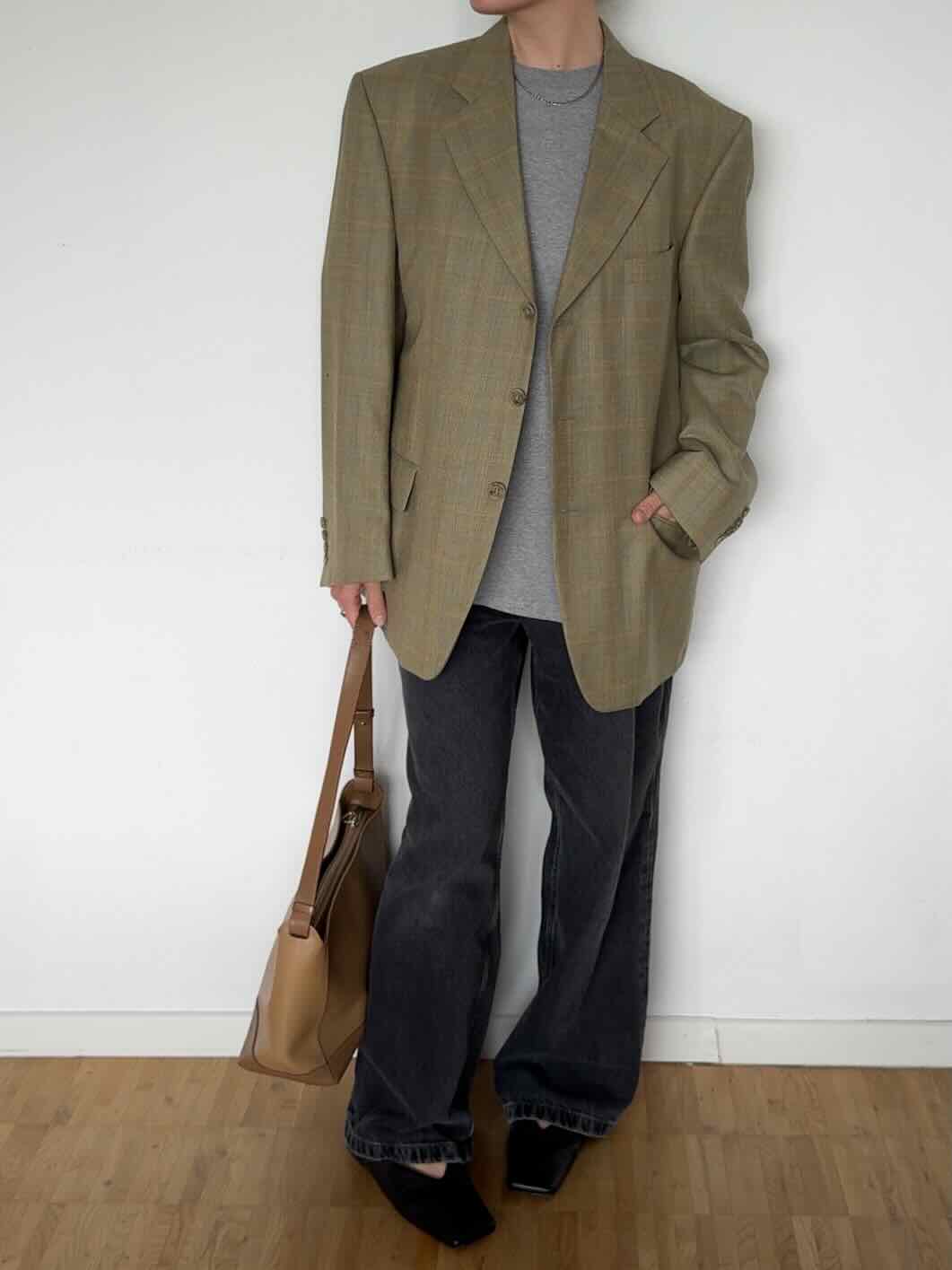 Vintage Herren Sakko - Grün-Beige / Bunt kariert
