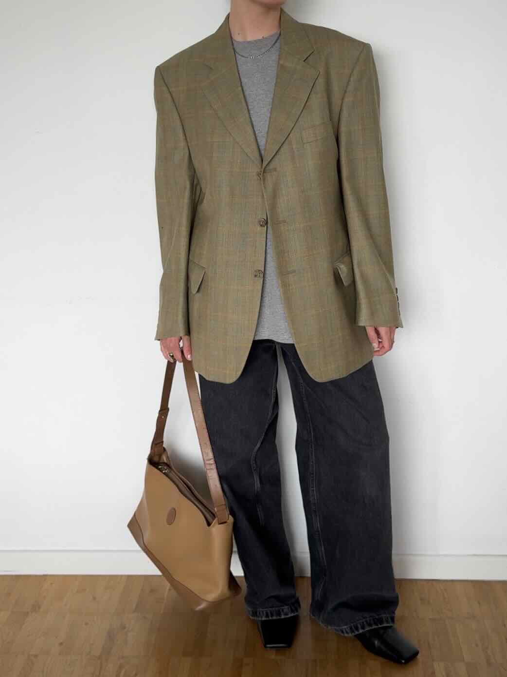 Vintage Herren Sakko - Grün-Beige / Bunt kariert