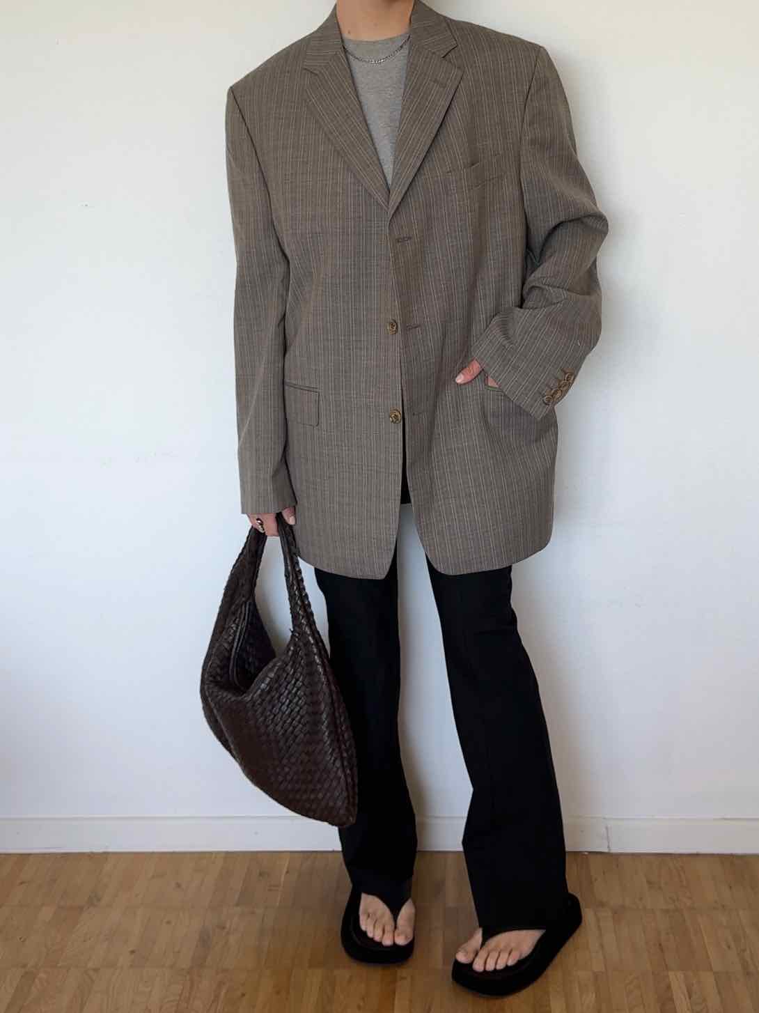 Vintage Herren Sakko - Taupe mit Nadelstreifen