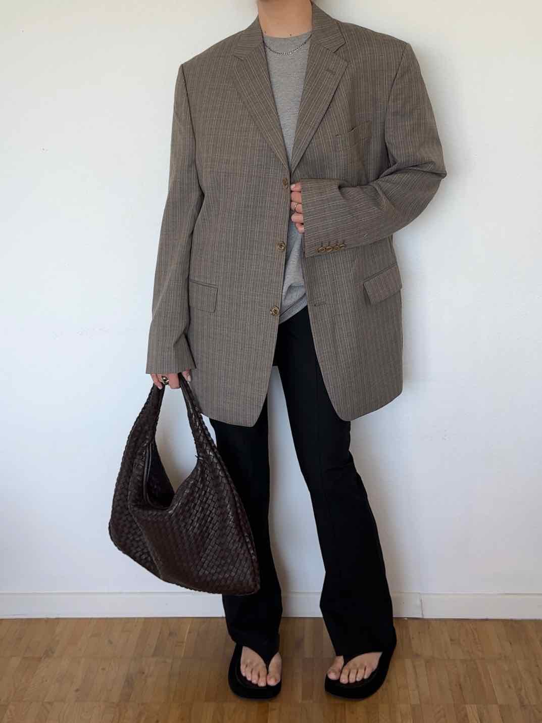 Vintage Herren Sakko - Taupe mit Nadelstreifen