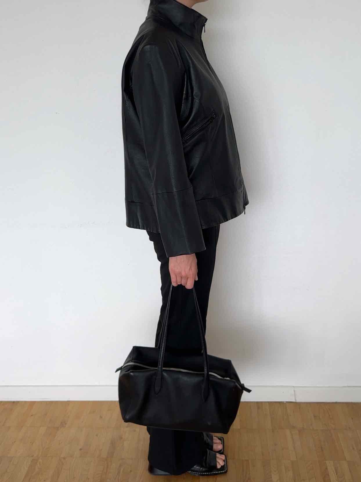 Vintage Boxy Lederjacke - Schwarz