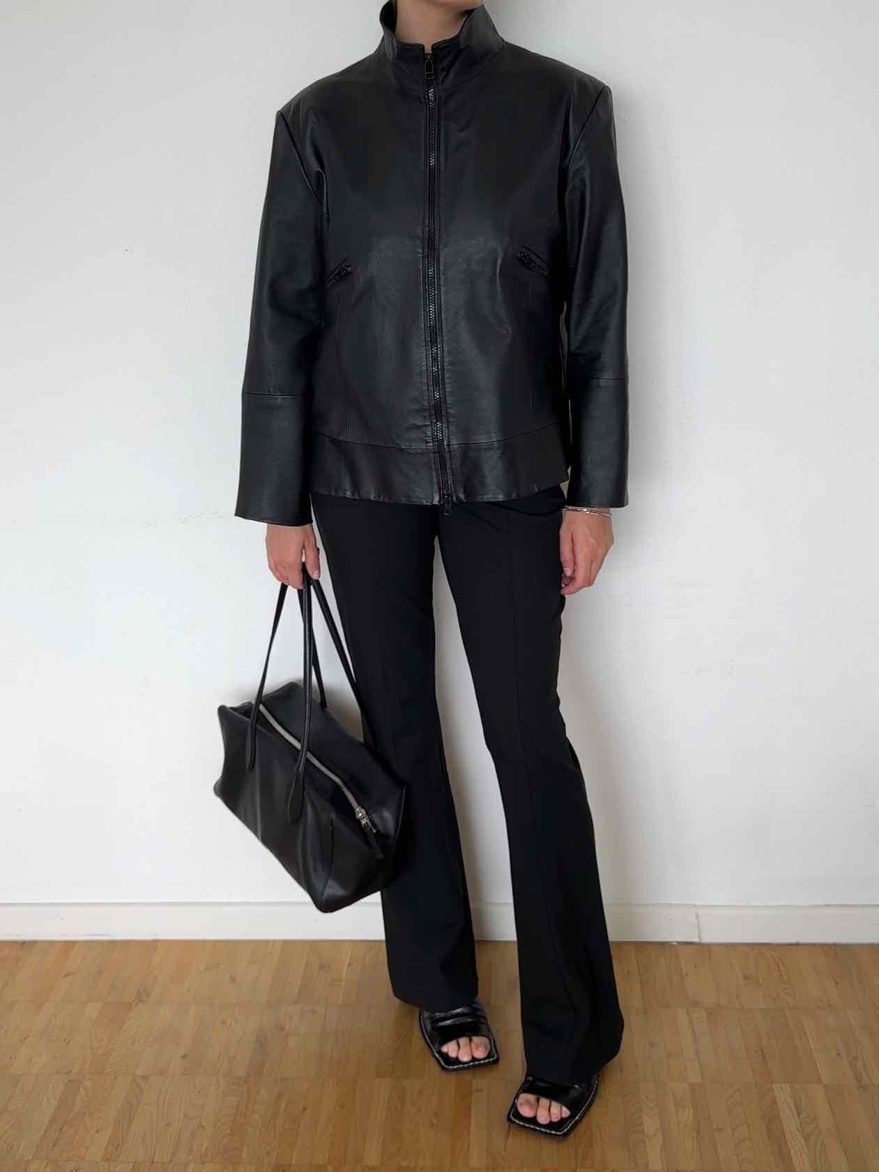 Vintage Boxy Lederjacke - Schwarz
