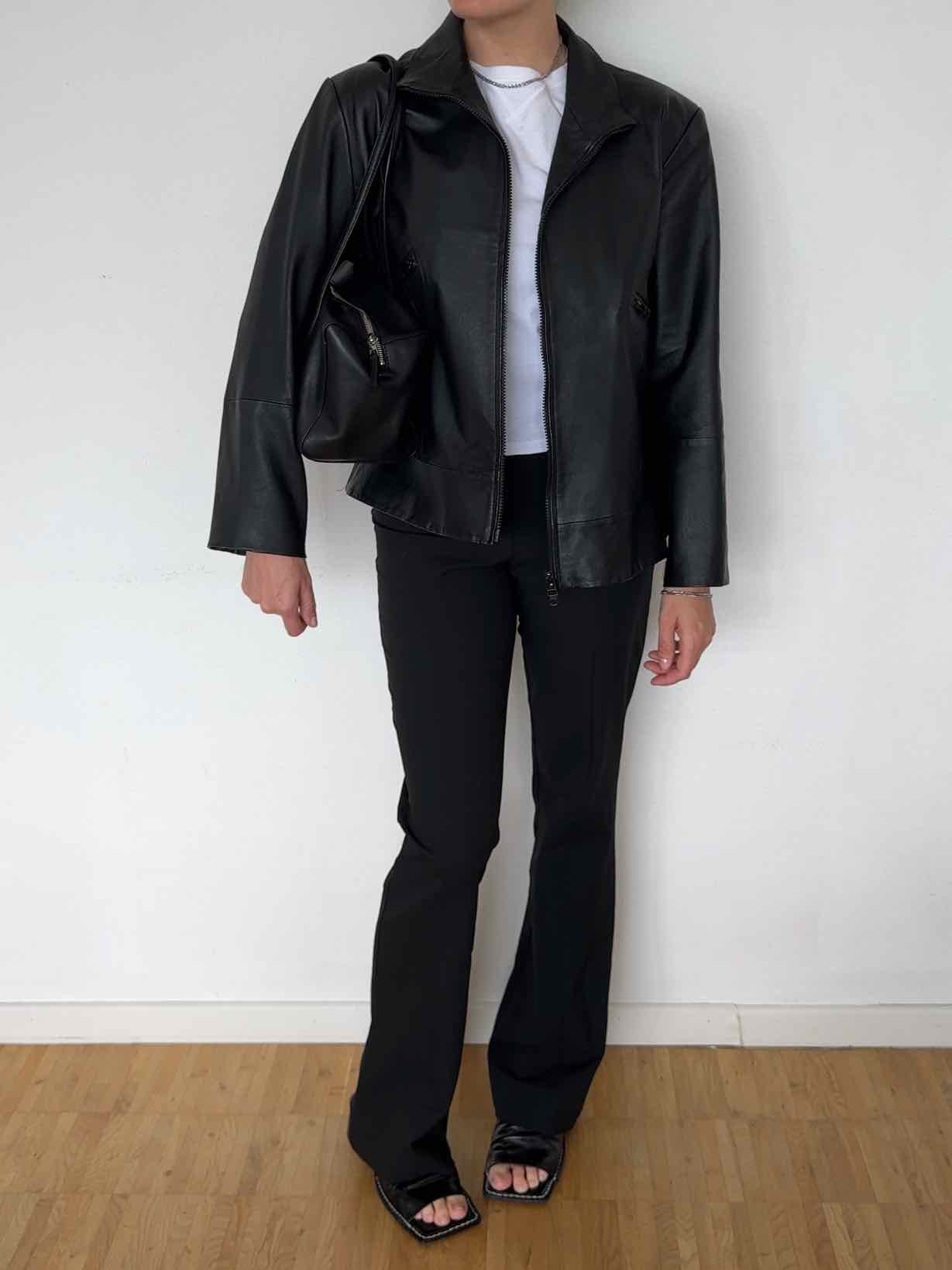Vintage Boxy Lederjacke - Schwarz