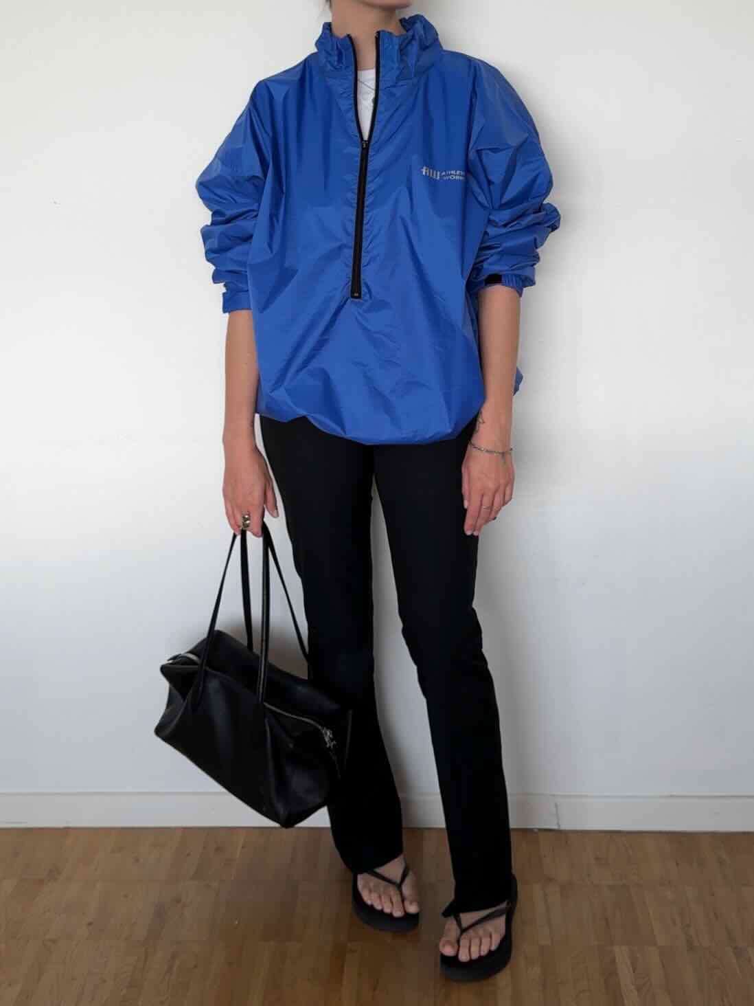 Vintage Windbreaker mit Half Zip - Cobalt Blau