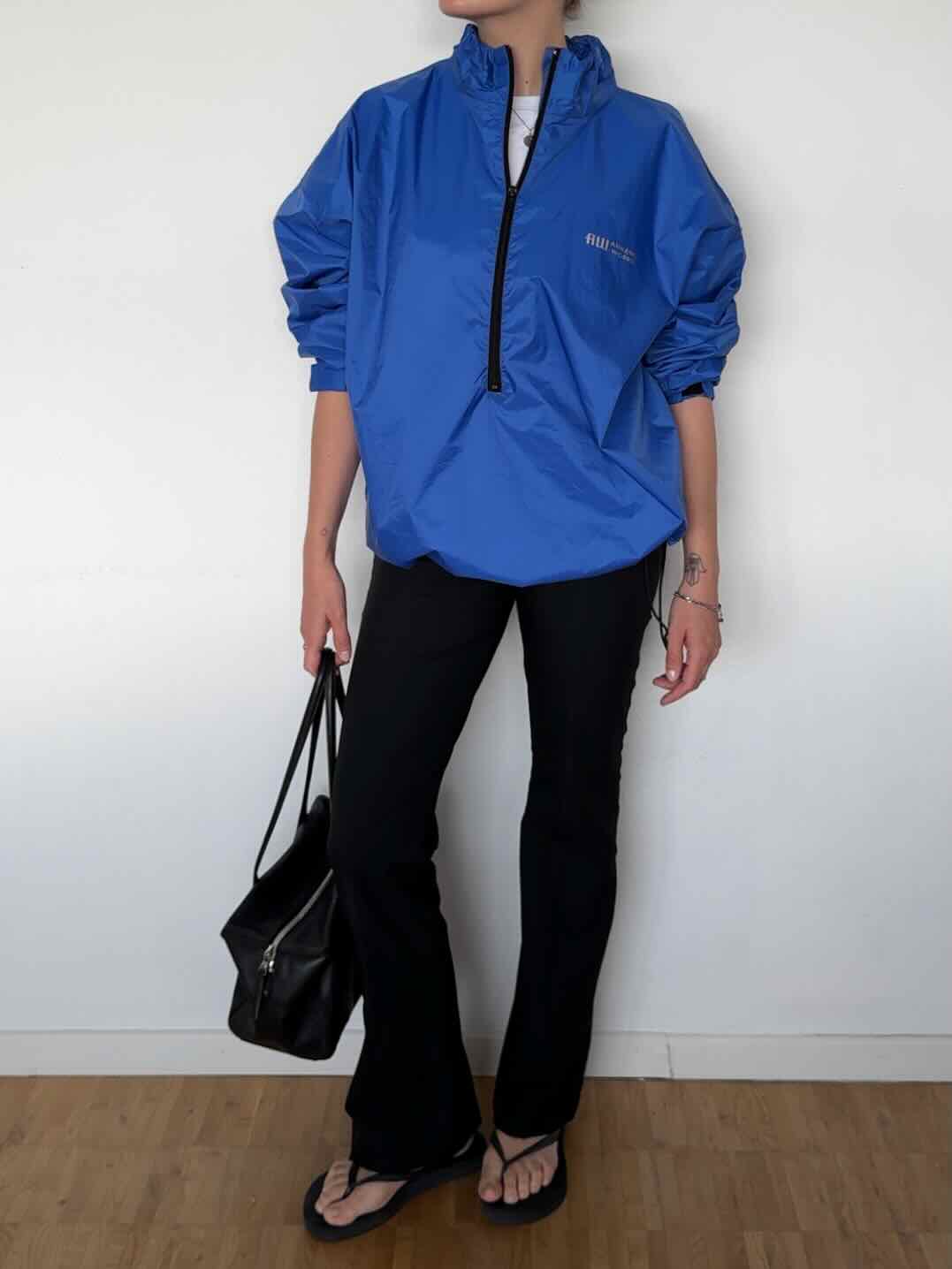 Vintage Windbreaker mit Half Zip - Cobalt Blau
