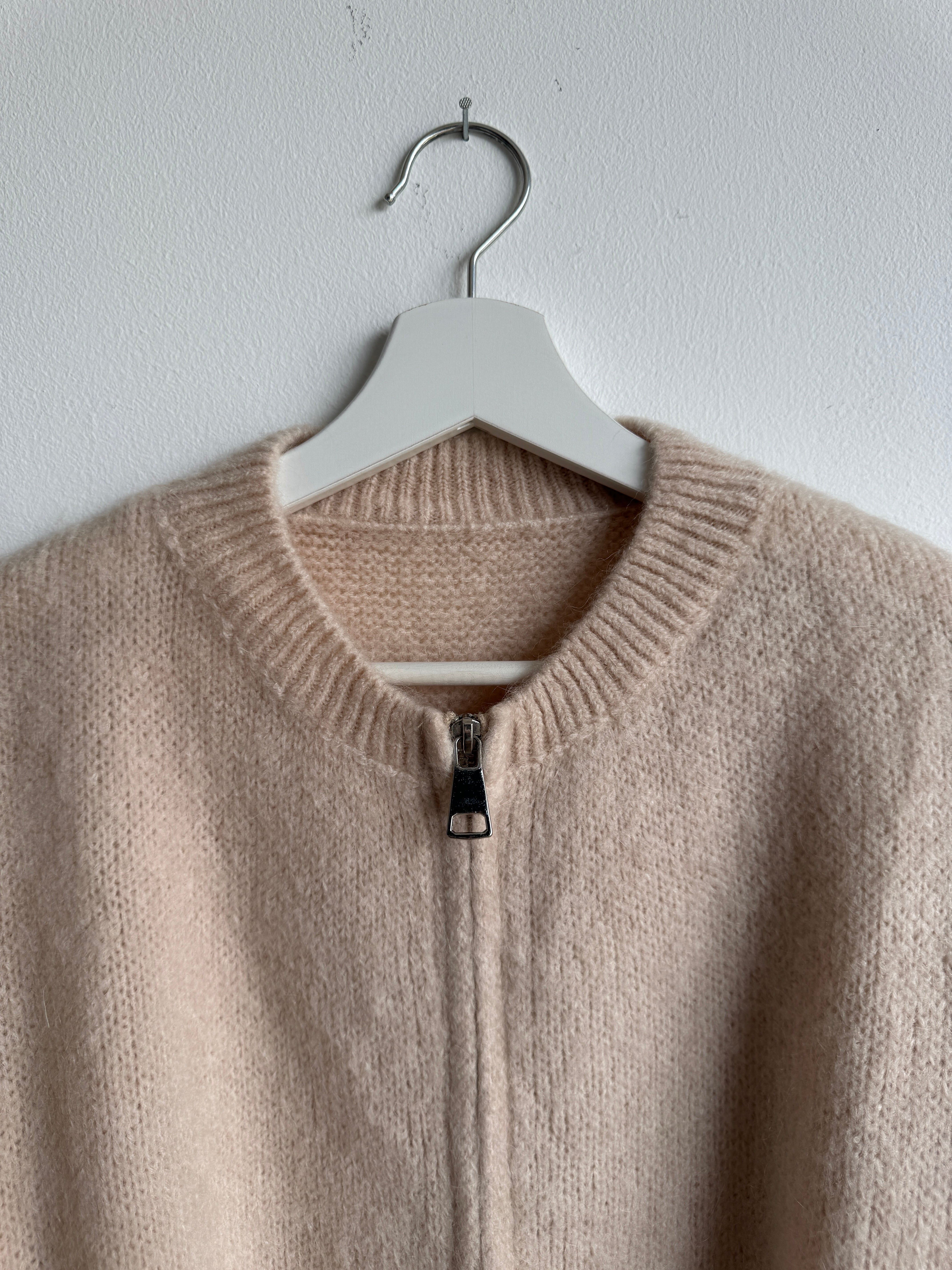 Zip Cardigan mit Kid Mohair - Apricot